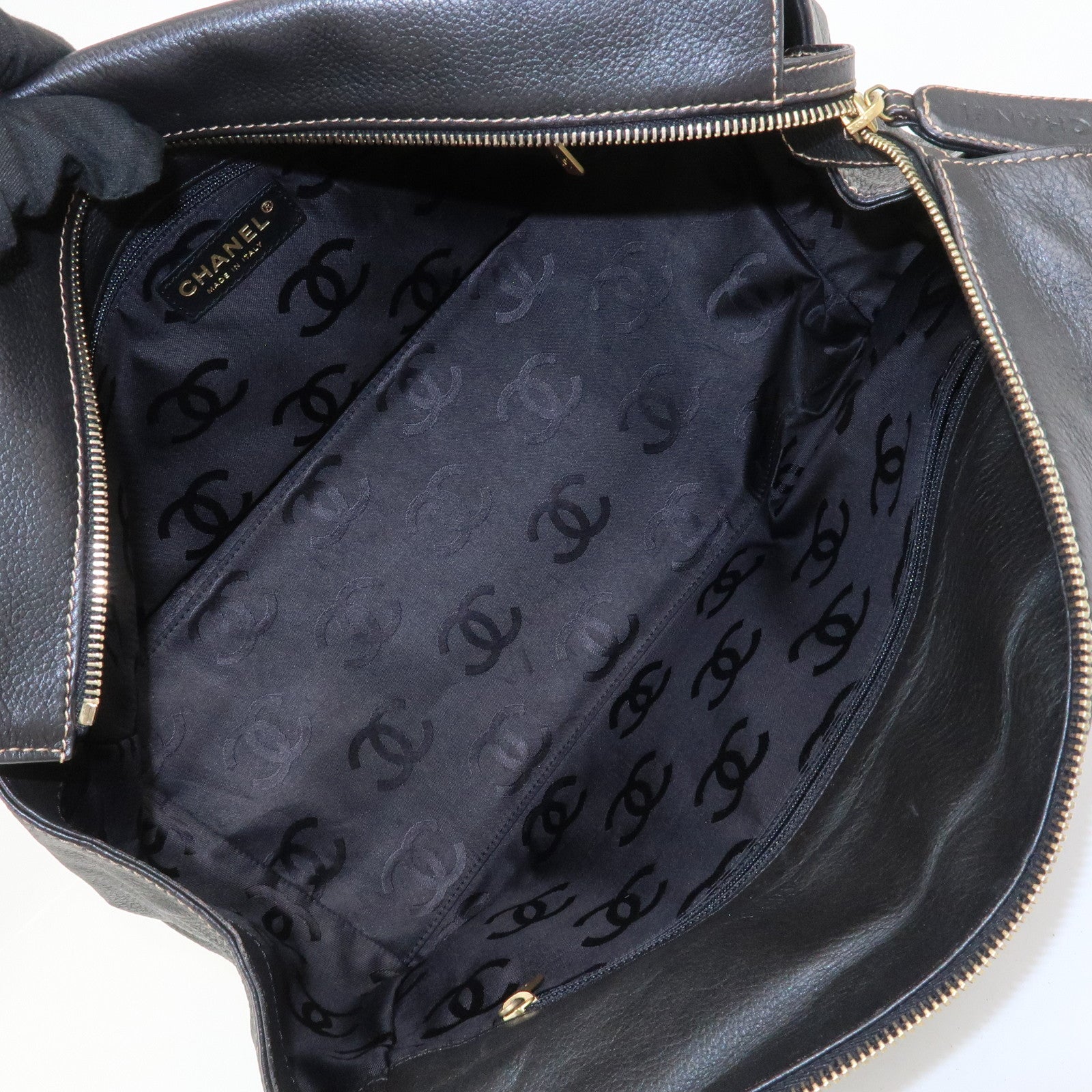 CHANEL COCO Mark Leather Chain Shoulder Bag Hand Bag Dark Brown