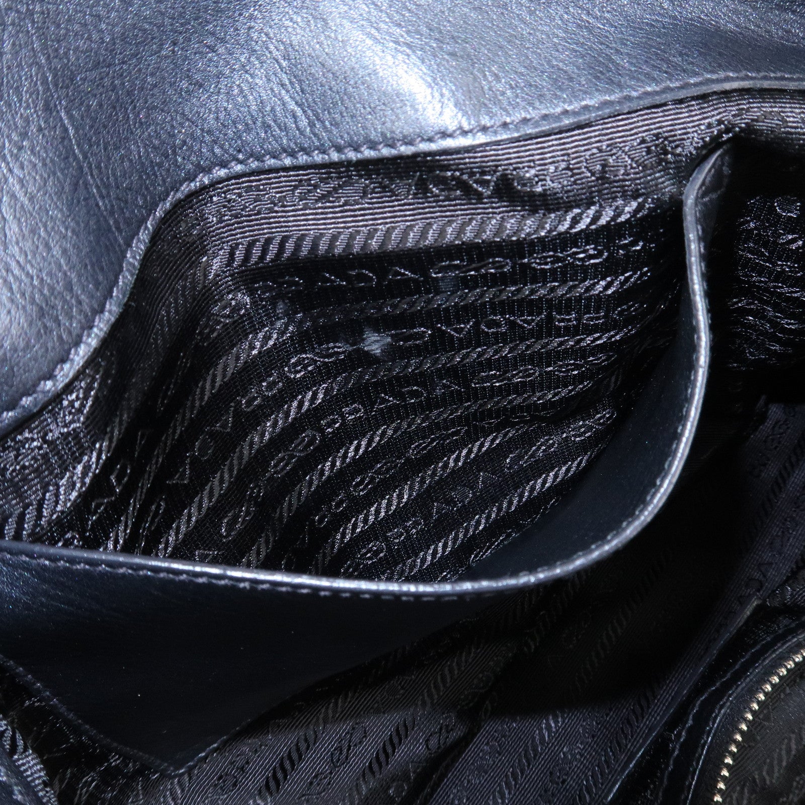 PRADA Logo Leather Shoulder Bag Hand Bag Black BR3901