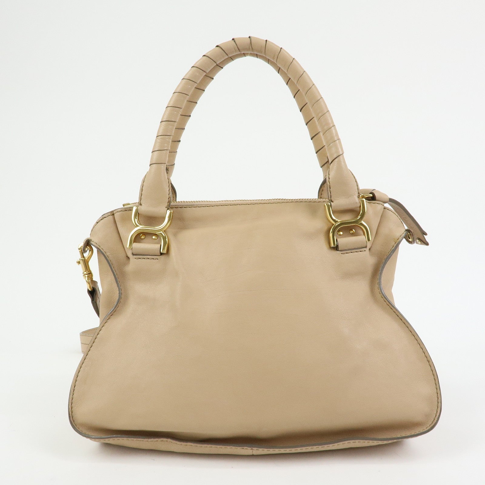 Chloe Marcie Leather 2Way Bag Shoulder Bag Hand Bag Beige