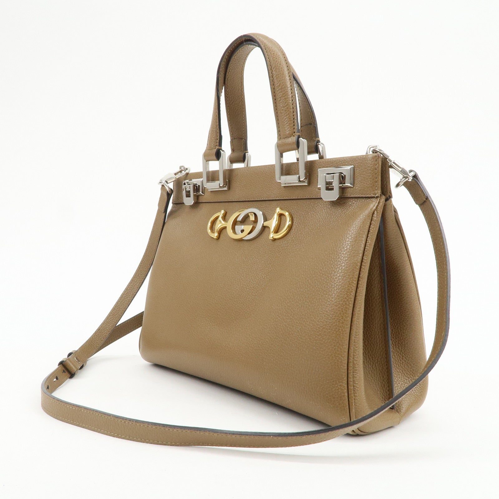 GUCCI Zumi Leather 2Way Bag Hand Bag Shoulder Bag Brown 569712