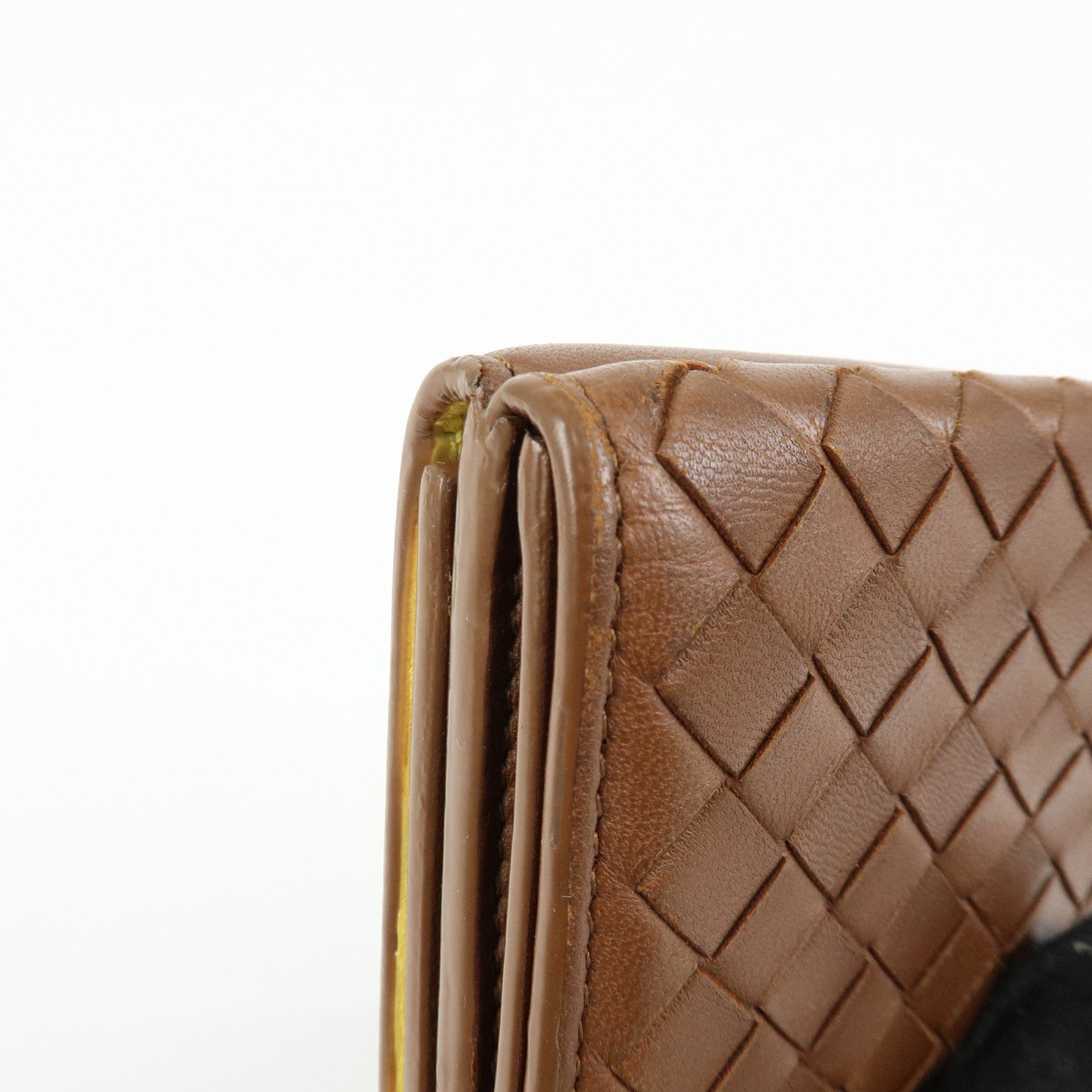 Bottega Veneta Lamb Skin Bi-fold Comact Wallet Brown 550306