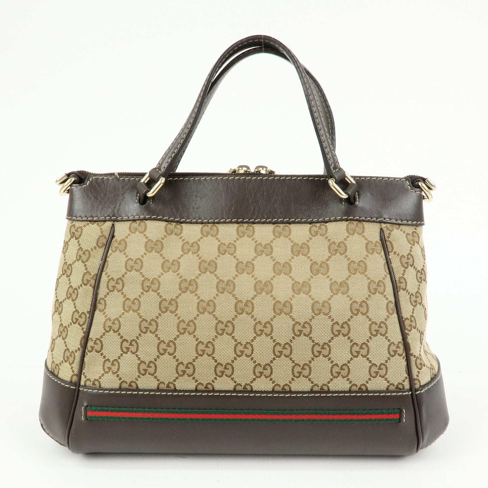 GUCCI Mayfair GG Canvas Leather Hand Bag Beige Brown 269894