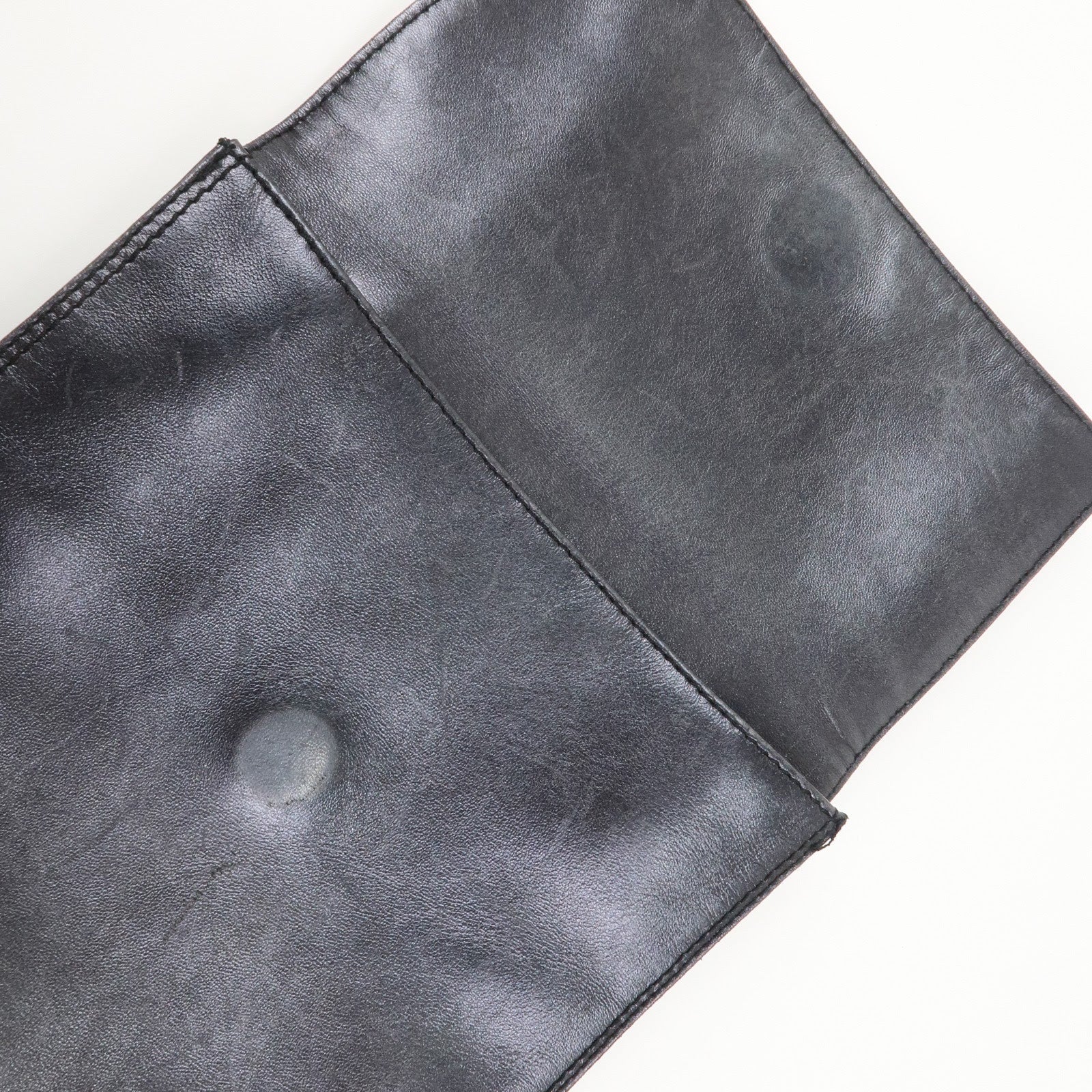 CHANEL Leather Shoulder Bag Crossbody Bag Metallic Gray