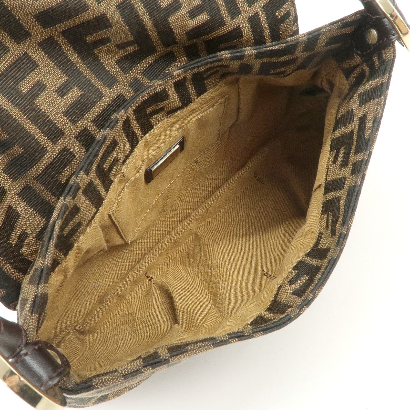 FENDI Zucca Canvas Leather Shoulder Bag Hand Bag Brown 8BR445