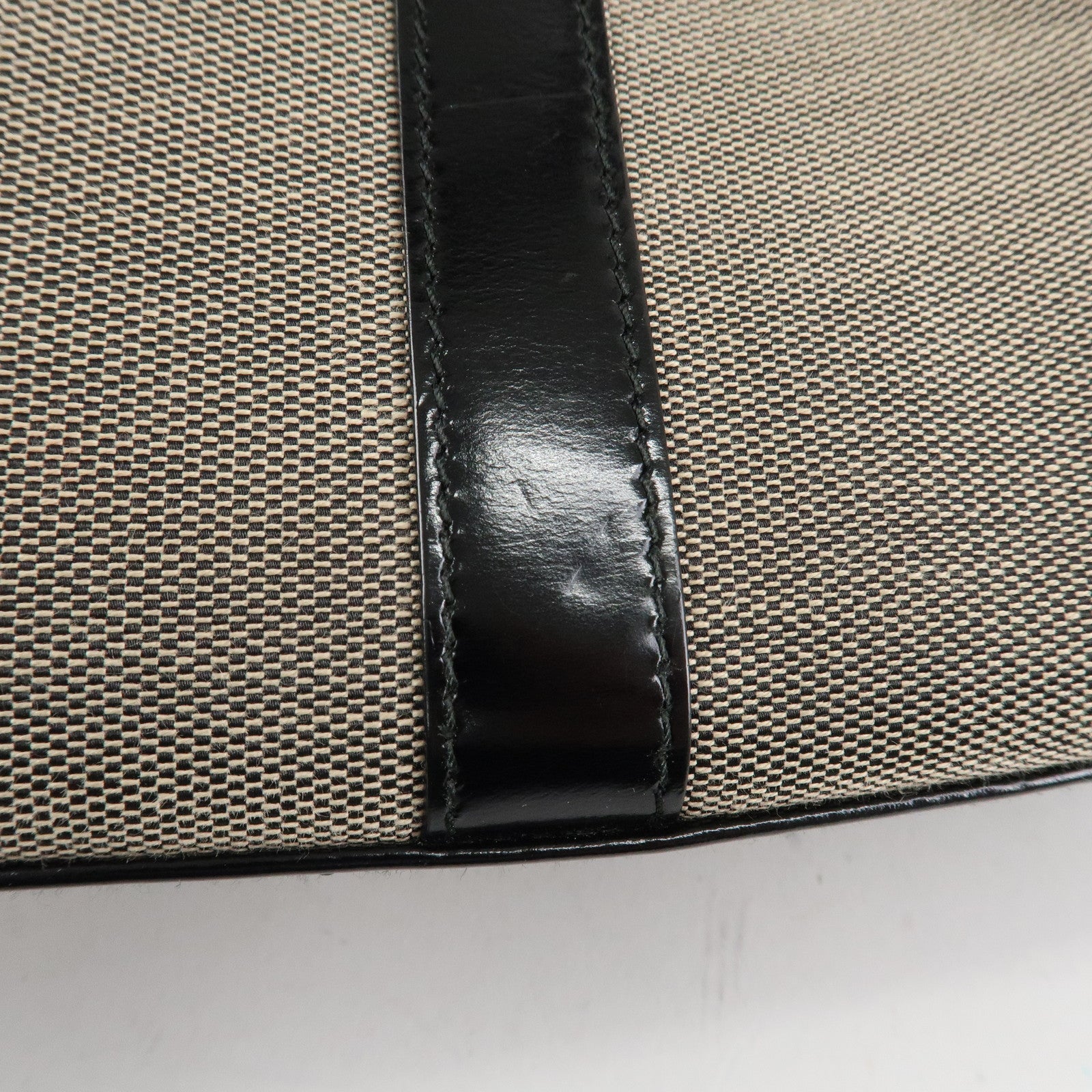 GUCCI Jackie Leather Shoulder Bag Beige Black 002.1067 Used