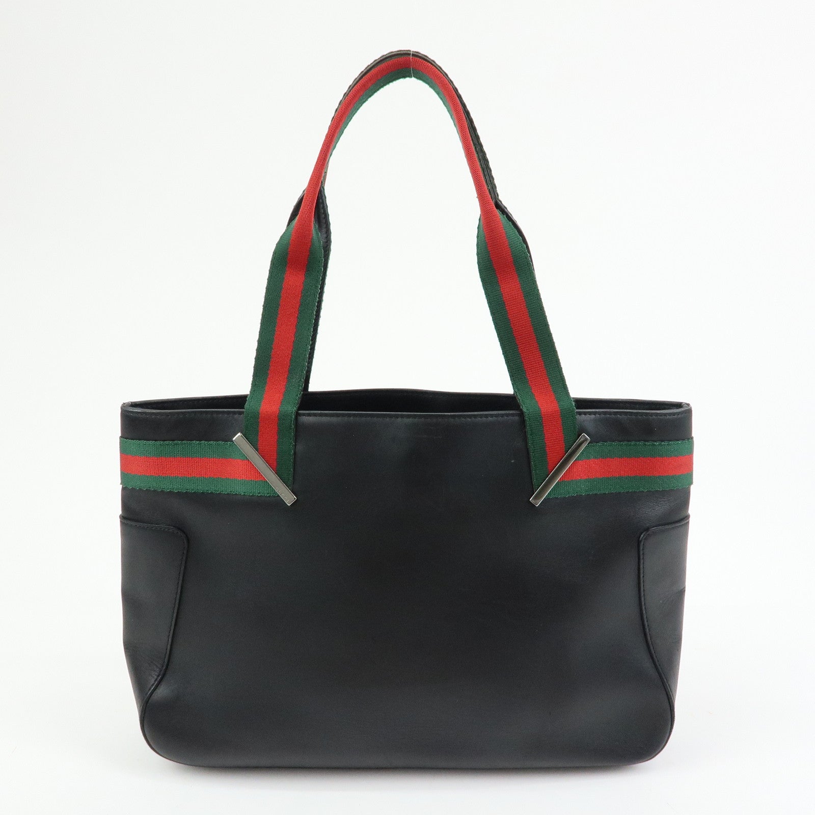 GUCCI Sherry Leather Tote Bag Shoulder Bag Hand Bag Black 73983