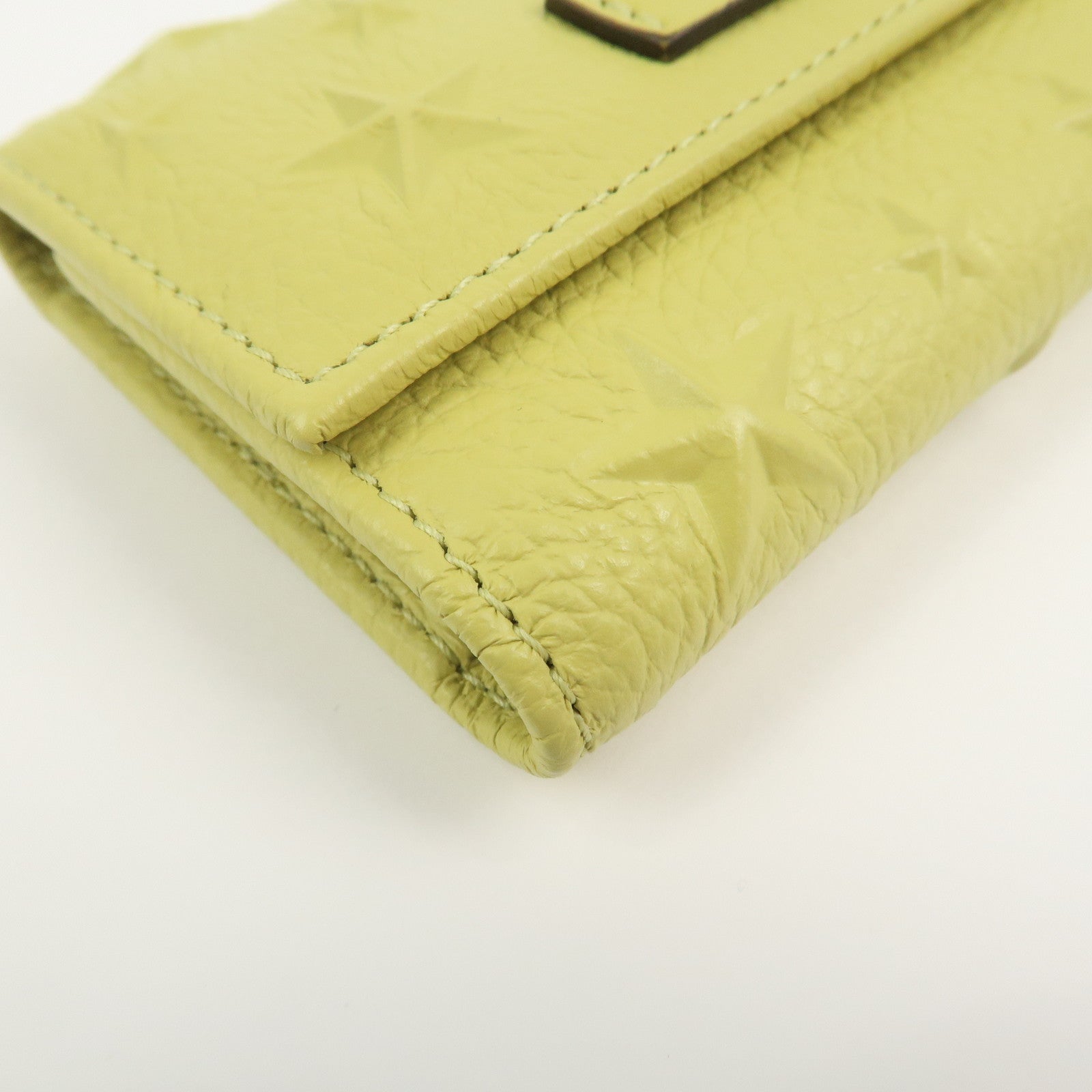 JIMMY CHOO Logo Leather 6 Rings Key Case Key Holder Yellow