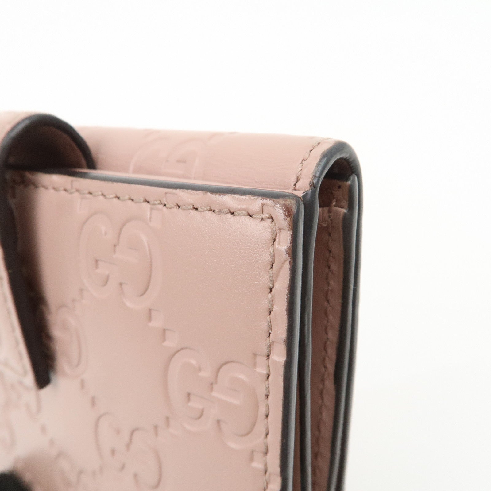 GUCCI Guccissima Leather Bi-Fold Compact Wallet Pink 406925