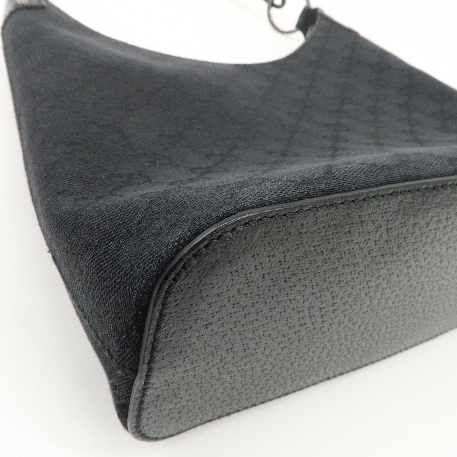 GUCCI GG Canvas Leather Shoulder Bag Hand Bag Black 115003