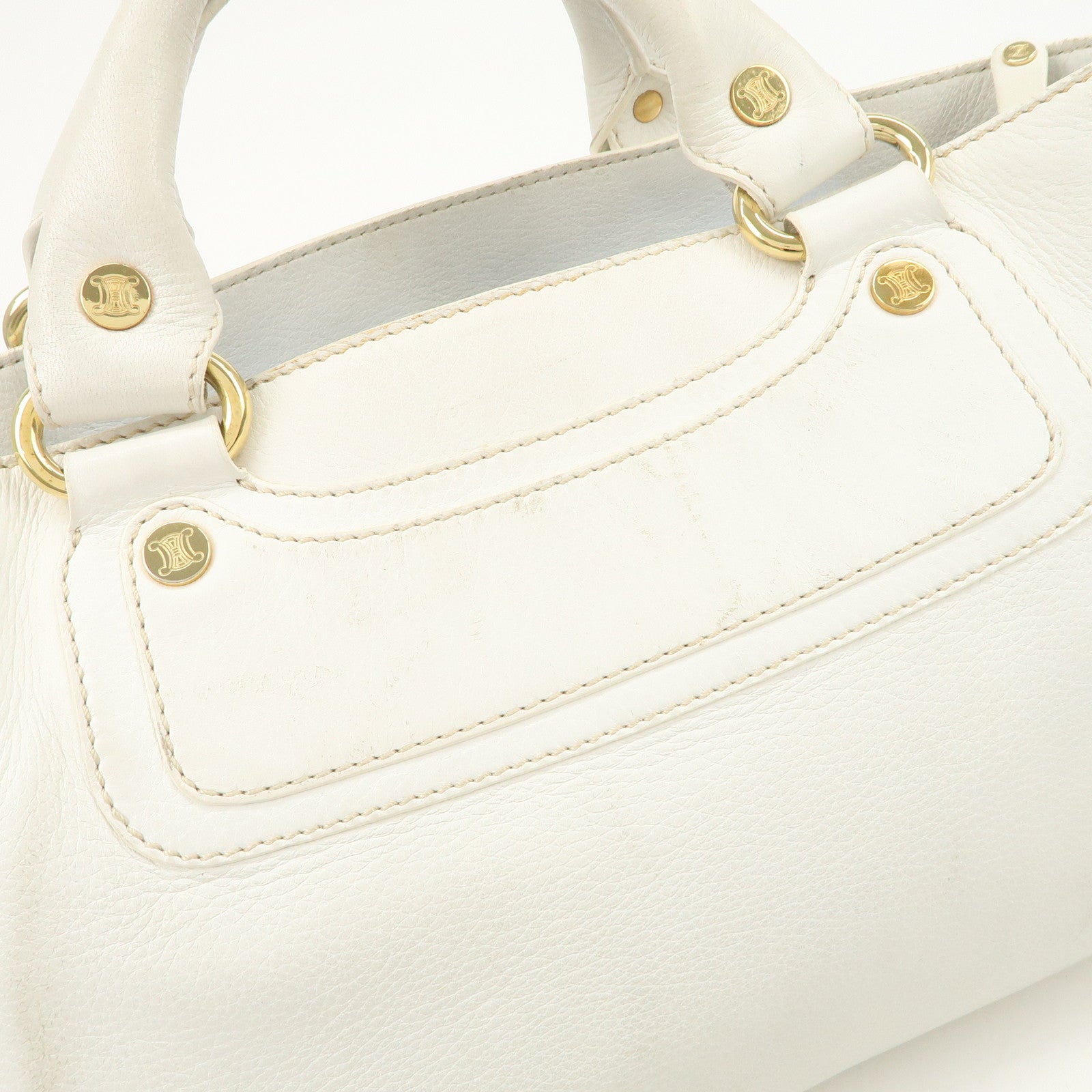 CELINE Leather Boogie Bag Hand Bag Tote Bag Ivory