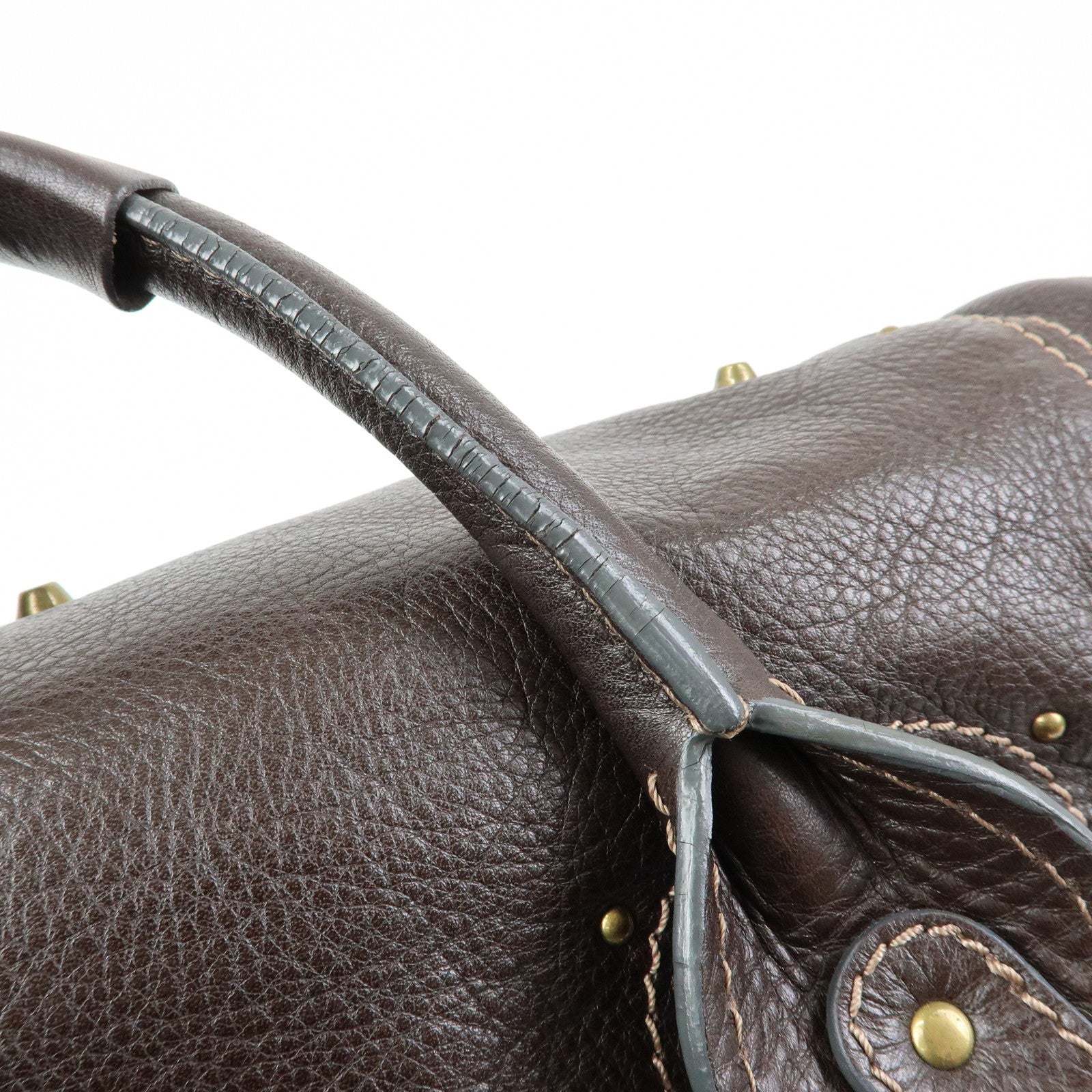 Chloe Paddington Leather Boston Bag Hand Bag Medium Dark Brown