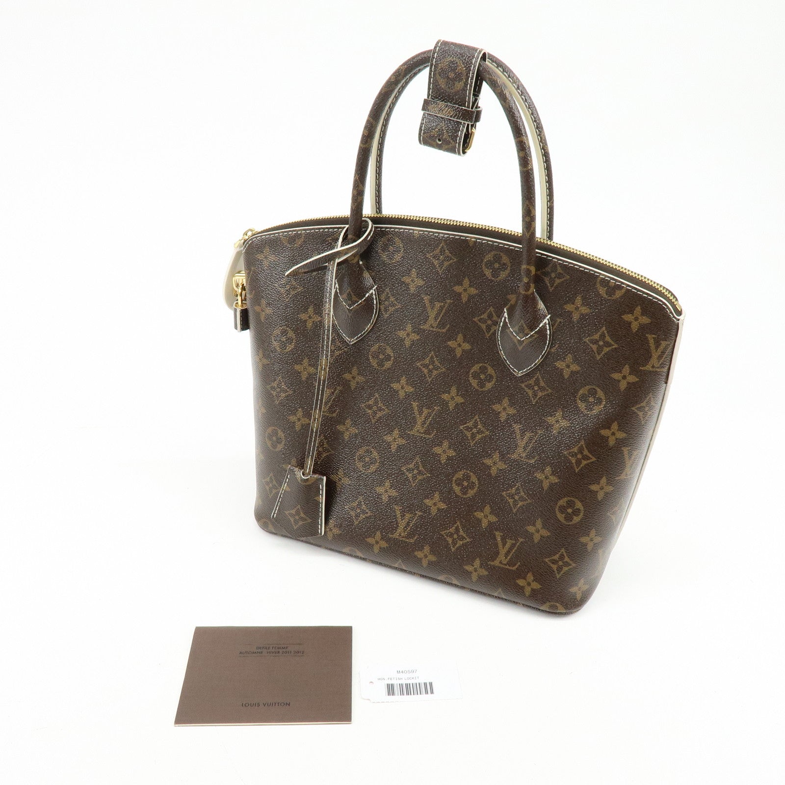 Louis Vuitton Shiny Monogram Canvas Lockit Hand Bag Brown M40597
