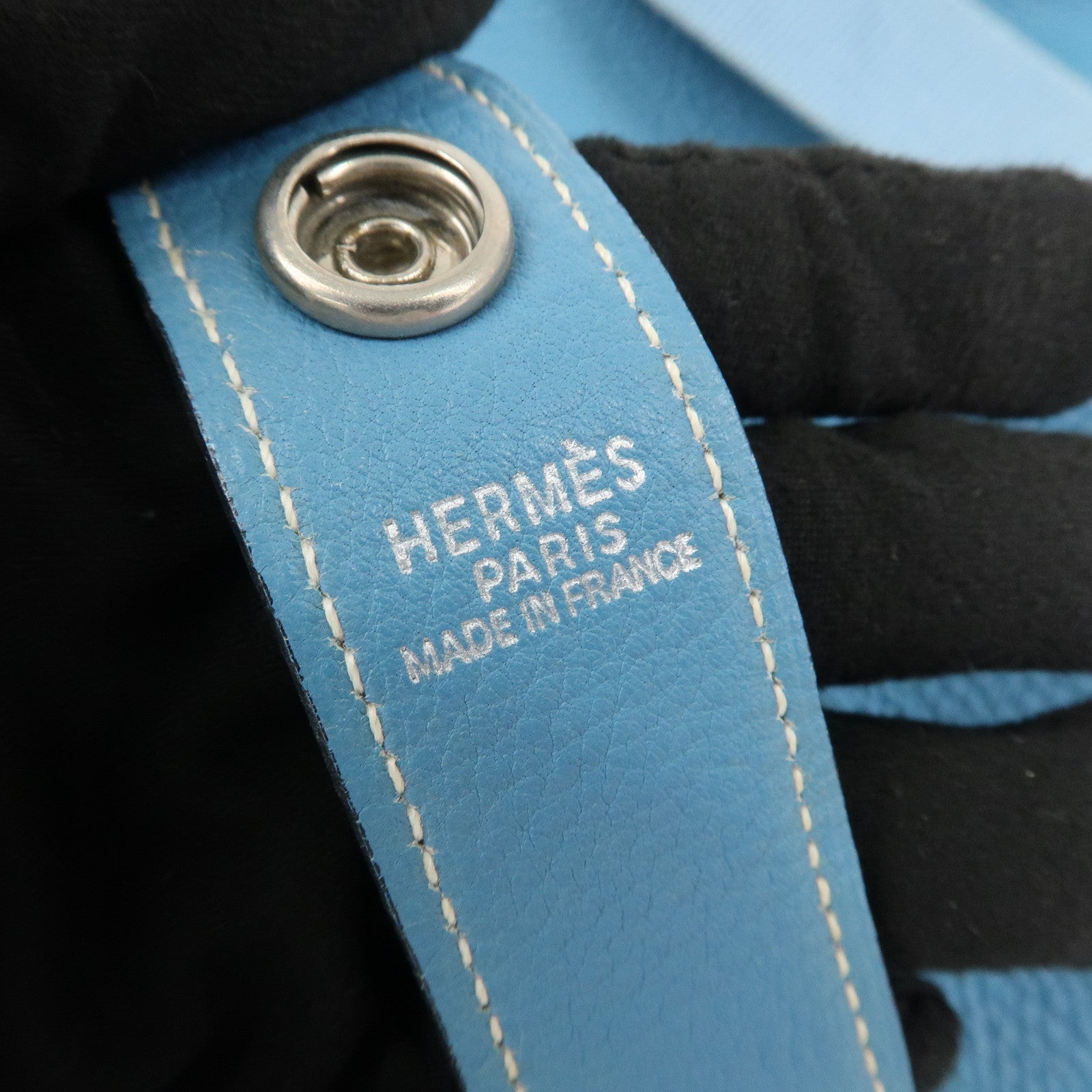 HERMES Leather Rodeo Du Shoulder Bag H Logo Light Blue