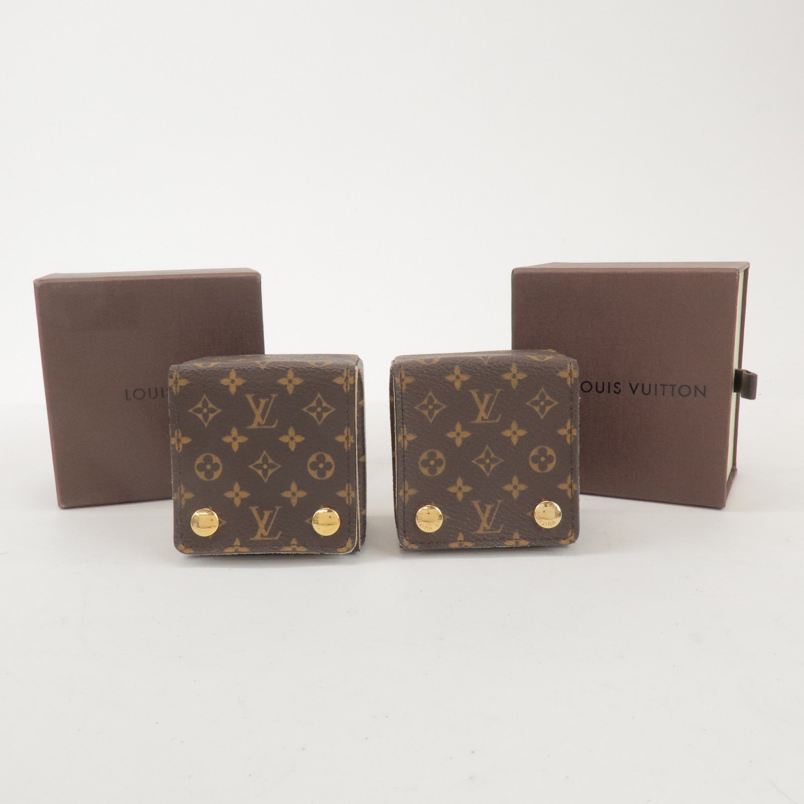 Louis Vuitton Monogram Set of 2 Ring Case Jewelry Case Brown