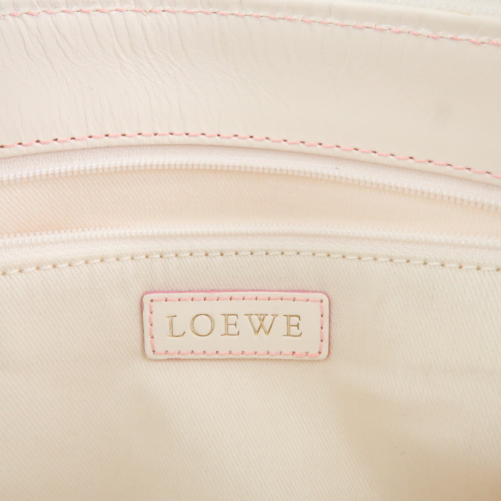 LOEWE Anagram Canvas Leather Shoulder Bag Pink White