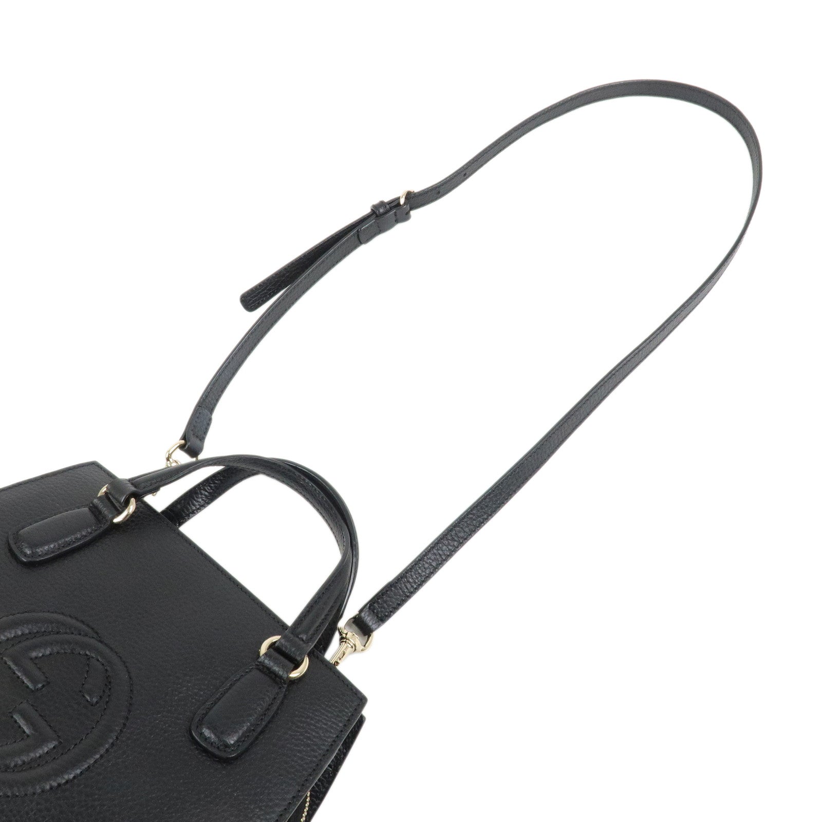 GUCCI SOHO Interlocking G Calf Leather 2Way Bag Black 607722