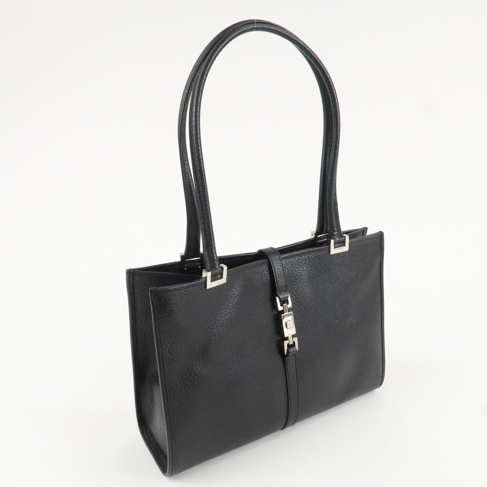 GUCCI Jackie Leather Shoulder bag Tote Bag 002.1073 Black Silver HDW Used