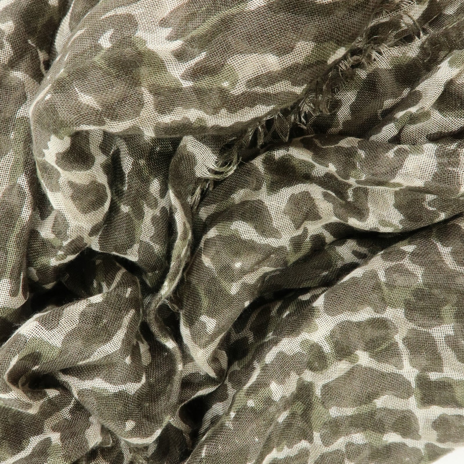 Louis Vuitton Leopard Print Cashmere Silk Scarf Shawl Khaki 400505