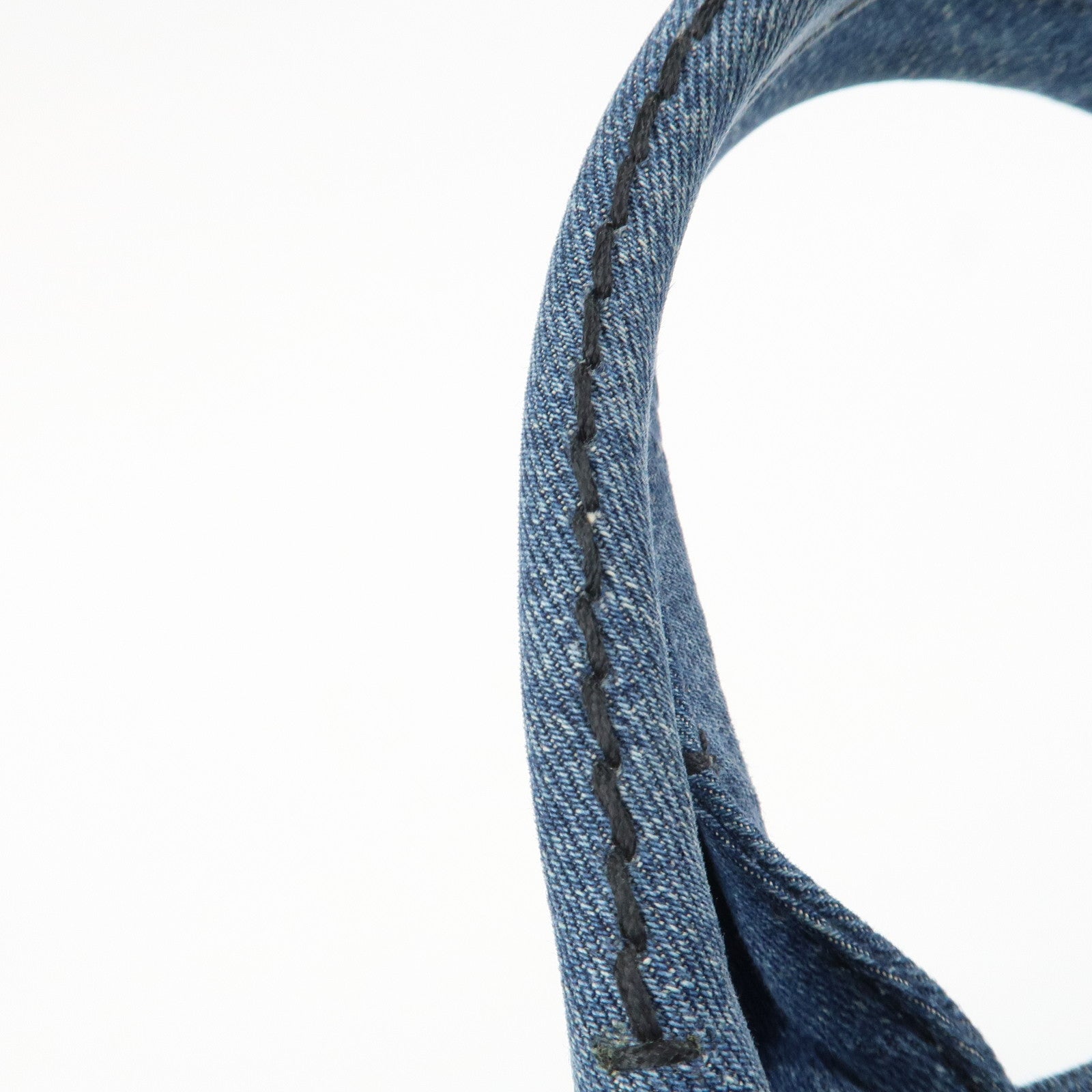 PRADA Logo Canapa Mini Denim 2Way Tote Bag Shoulder Bag Blue 1BG439 Used