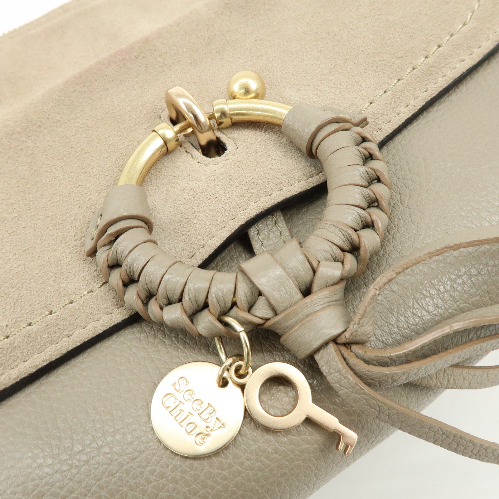 Chloe See By Chloe Leather Suede 2Way Bag Shoulder Bag Beige