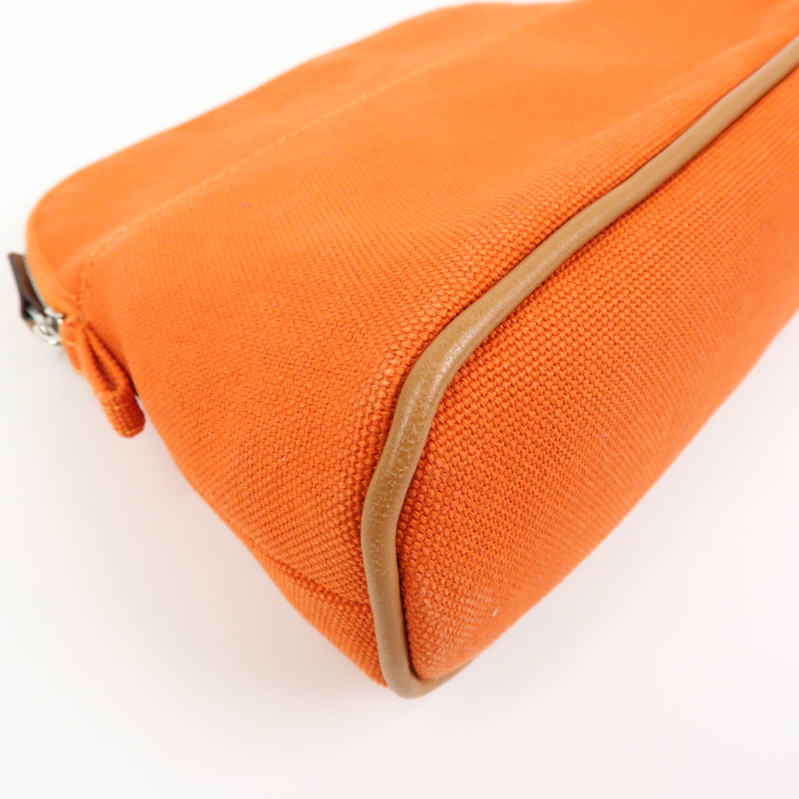 HERMES Bolide Pouch 20 Toile H Canvas Pouch Cosmetic Pouch Orange
