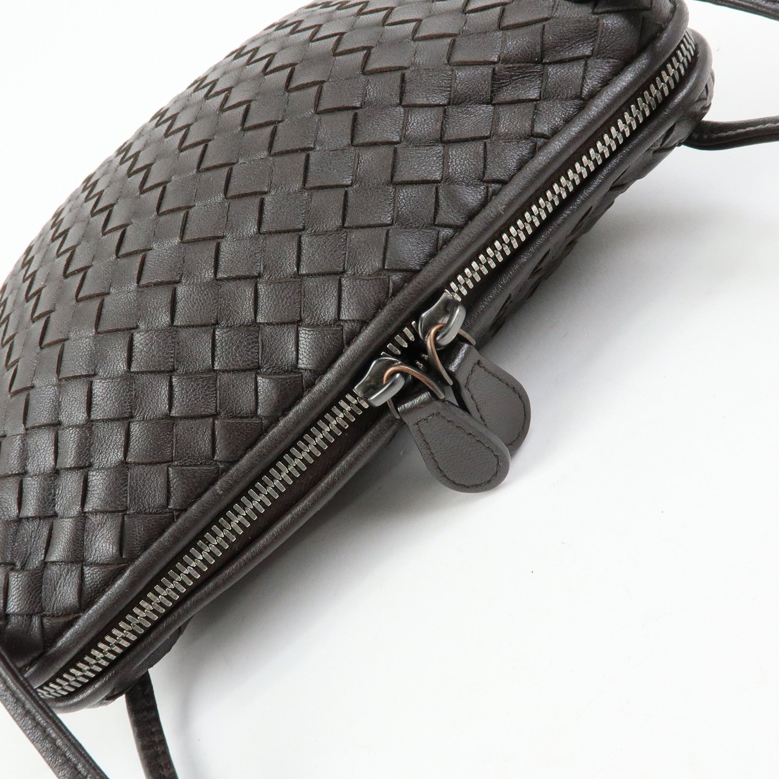 BOTTEGA VENETA Intrecciato Nodini Leather Shoulder Bag Brown 245354