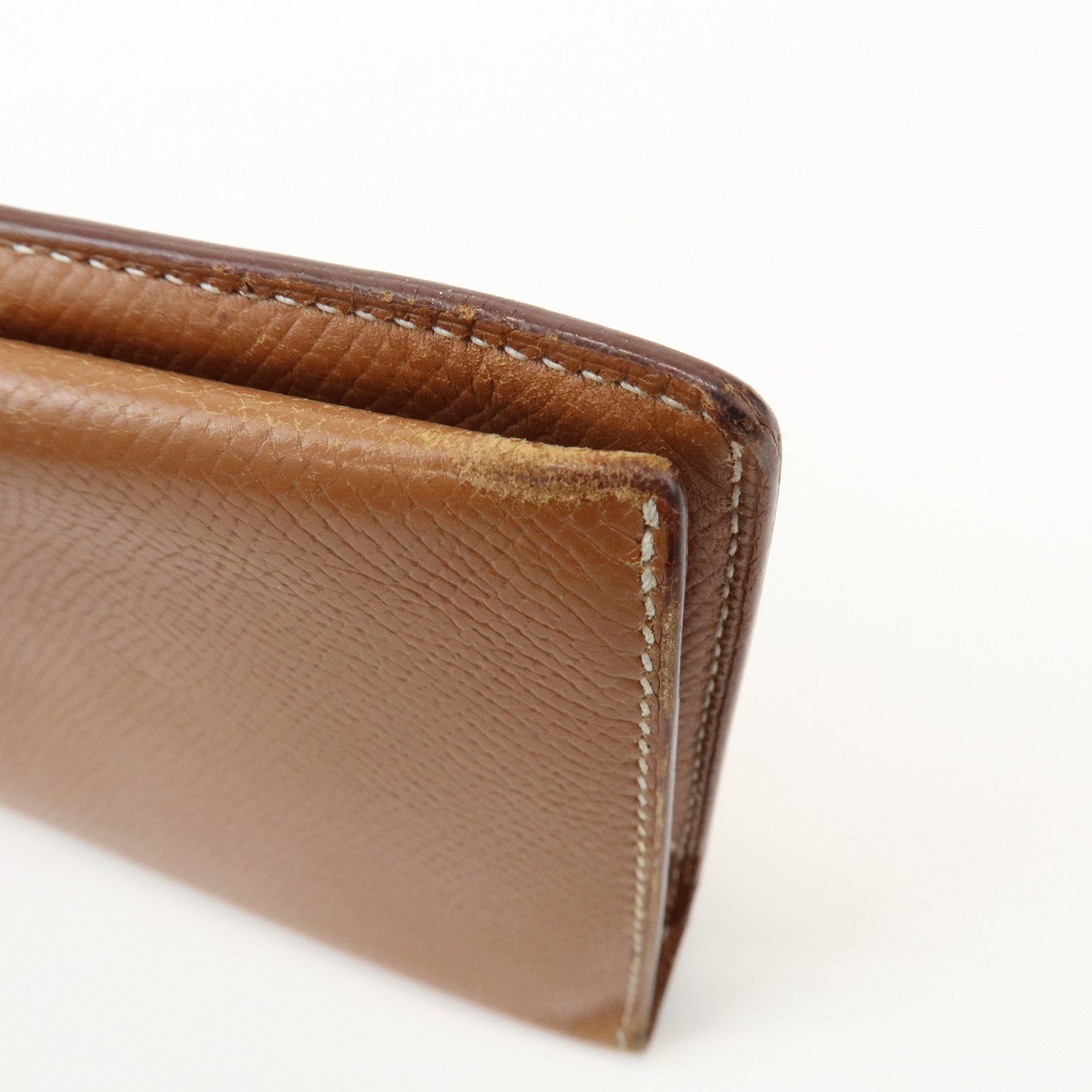 HERMES Béarn Classic Leather Long Wallet Chevrelle Gold