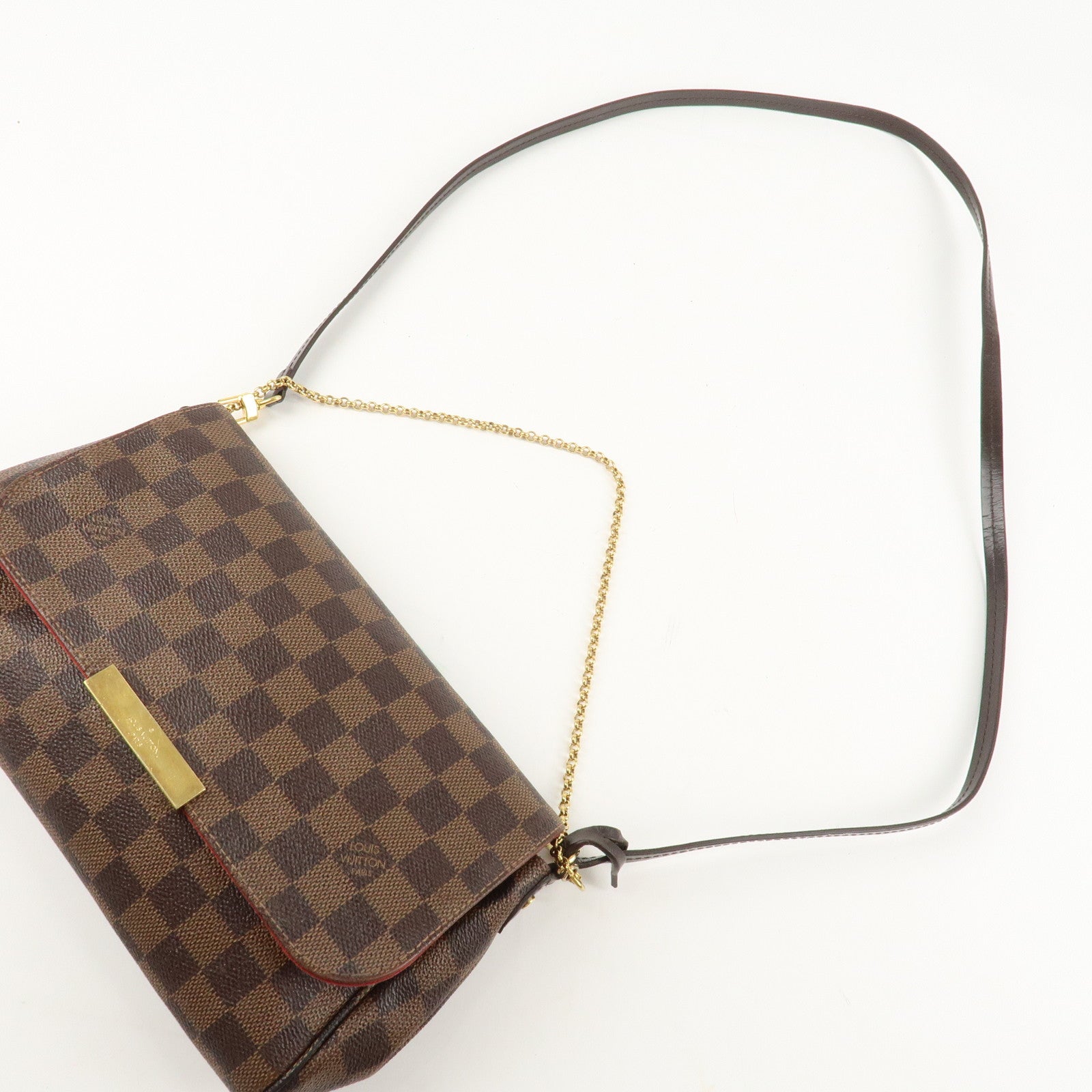 Louis Vuitton Damier Favorite MM Canvas Leather Shoulder Bag FL4126 Used