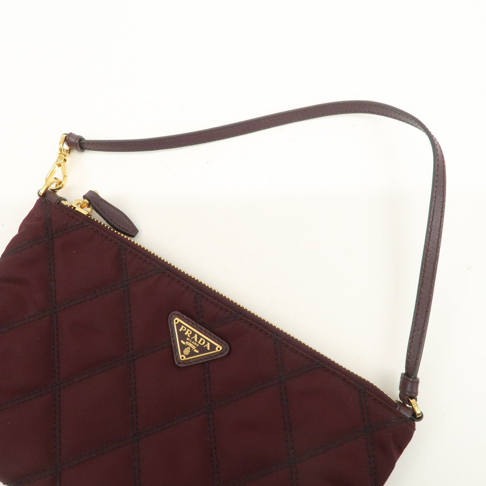PRADA Logo TESSUTO IMPUNTU Nylon Leather Hand Bag Bordeaux 1NH545