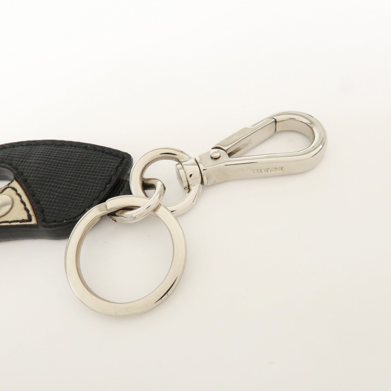 PRADA High Heel Motif Leather Bag Charm Key Chain Black 1AR295