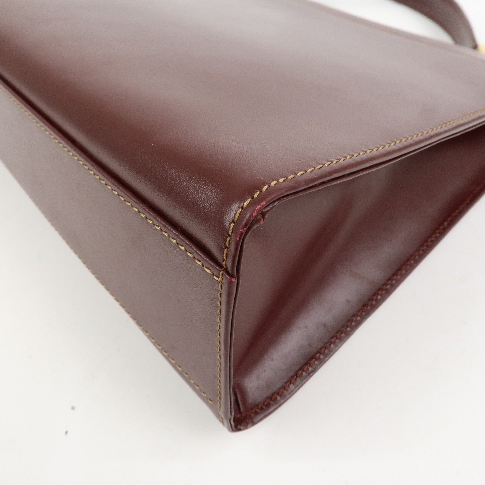 Cartier Must Line Leather Hand Bag Bordeaux Gold HDW