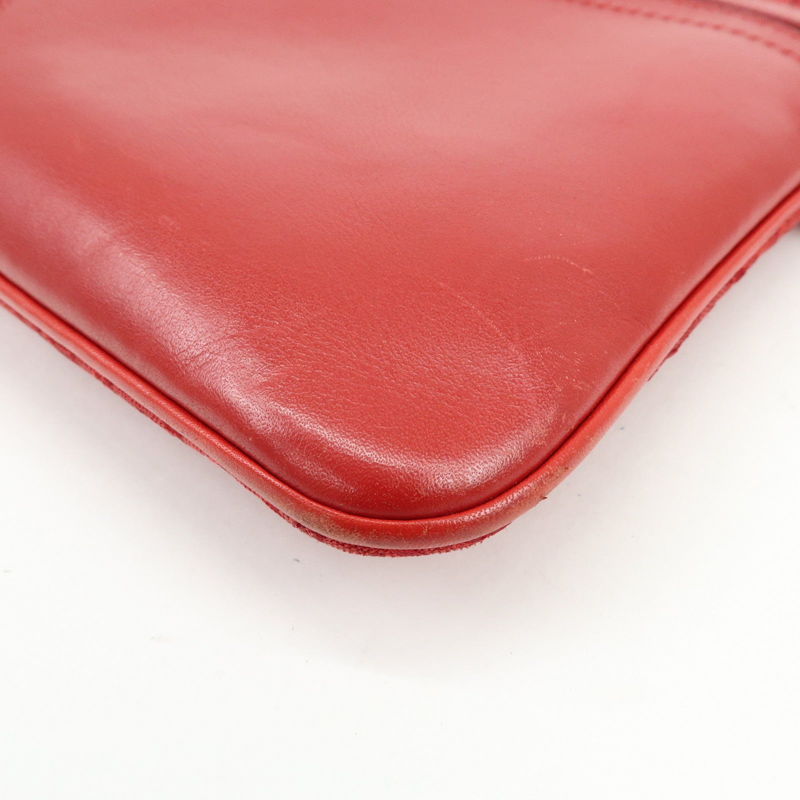Christian Dior Trotter Jacguard Canvas Leather Shoulder Bag Red