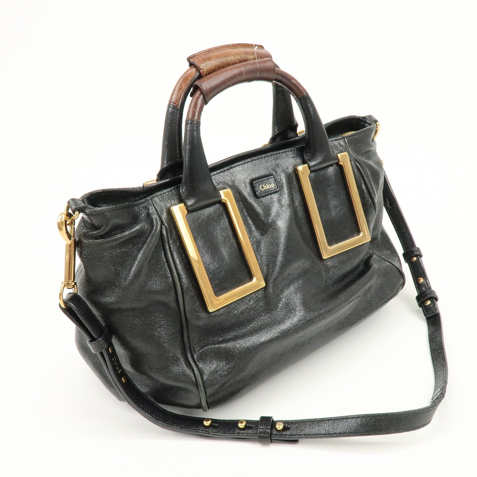Chloe Ethel Leather 2Way Shoulder Bag Hand Bag Crossbody Bag Black