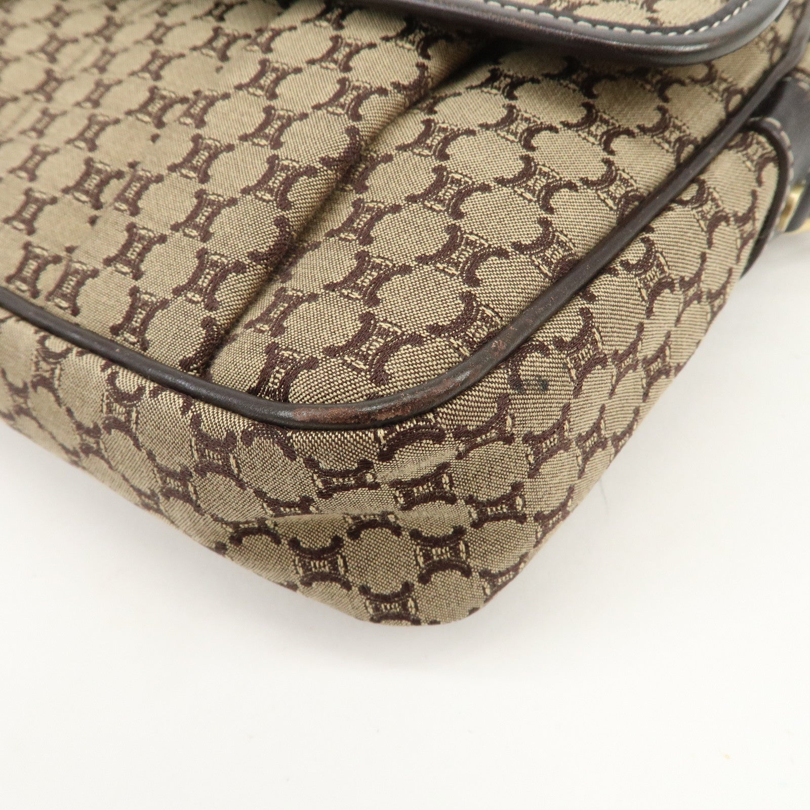 CELINE Macadam Canvas Leather Shoulder Bag Crossbody Bag Brown