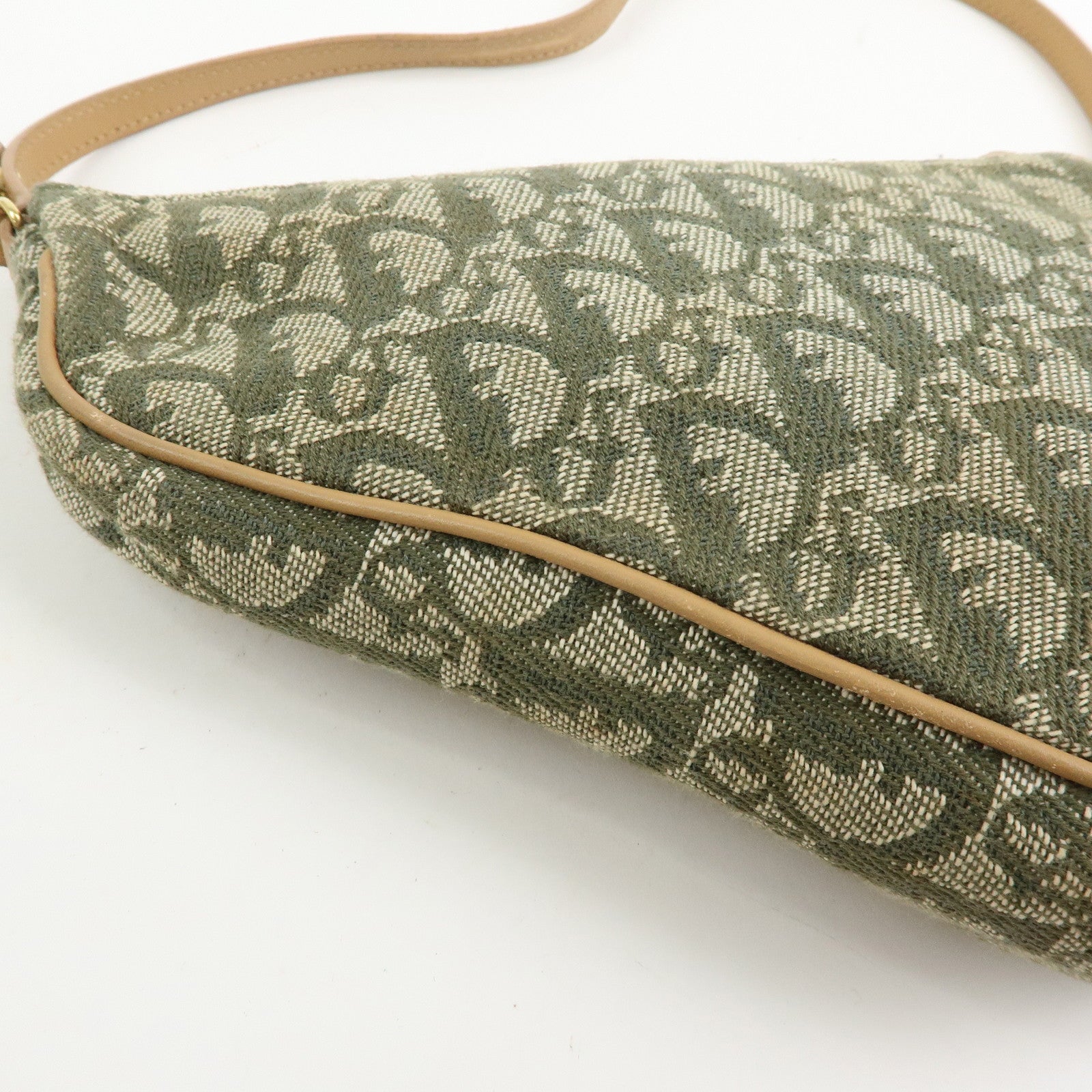 Christian Dior Saddle Trotter Jacquard Leather Hand Bag Green