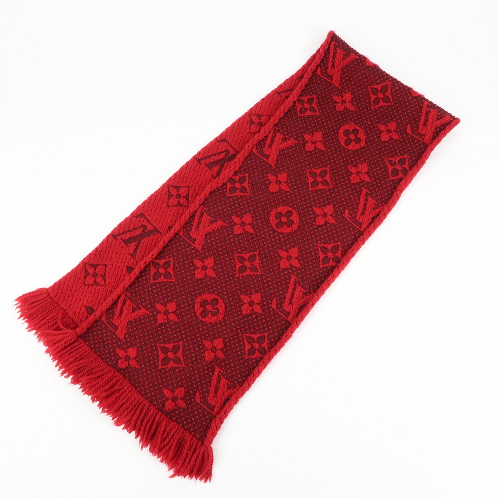 Louis Vuitton Echarpe Logomania Monogram Wool Silk Scarf Red