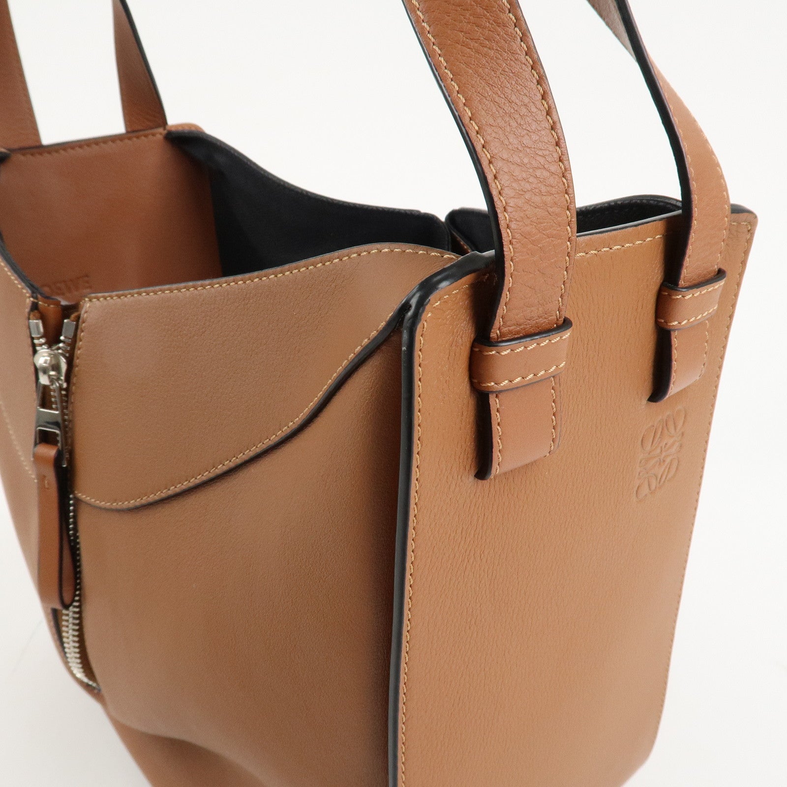 LOEWE Leather Hammock Bag Small Shoulder Bag Hand Bag Brown Used