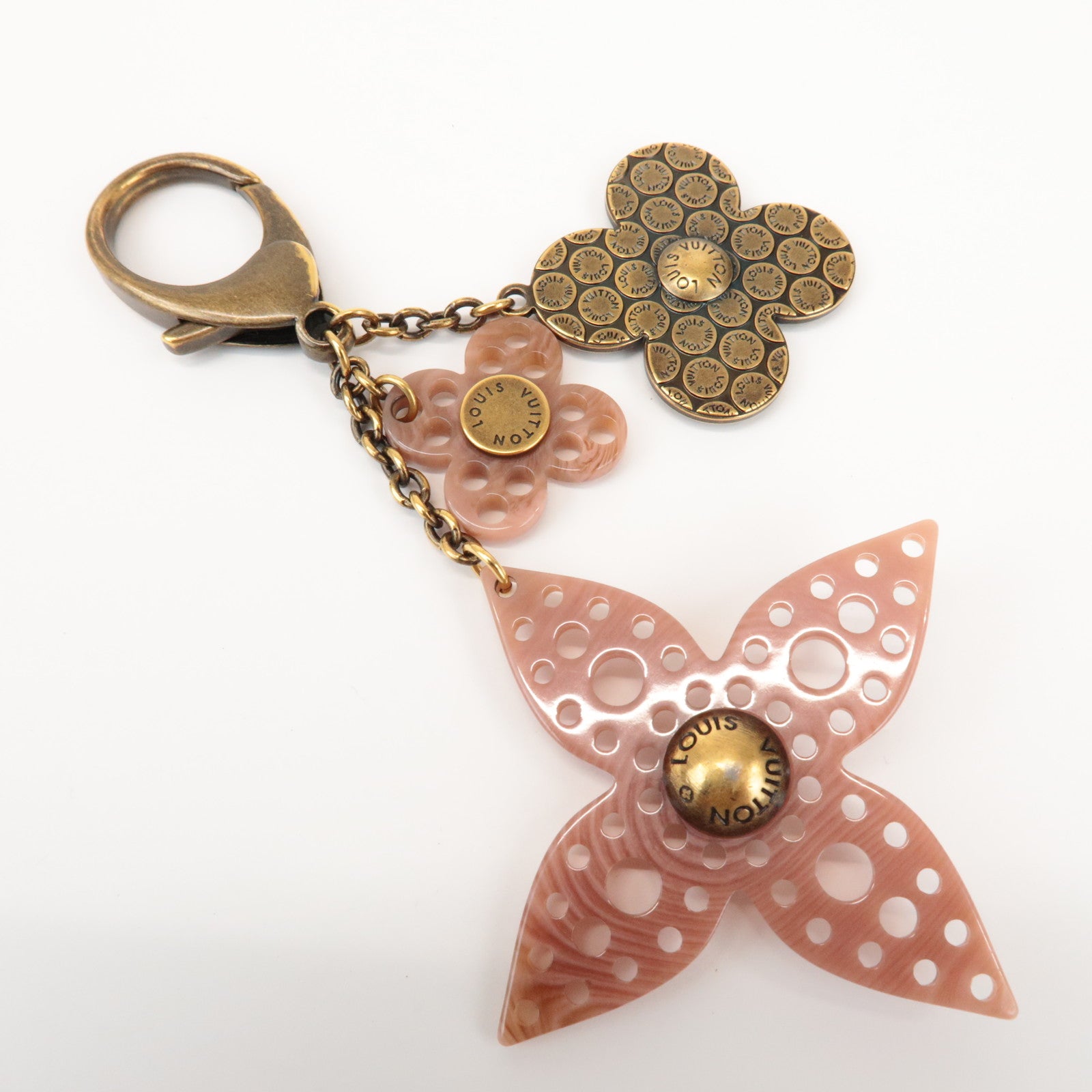 Louis Vuitton Bijoux Sac Lock Flower Metal Plastic Key Chain M65851