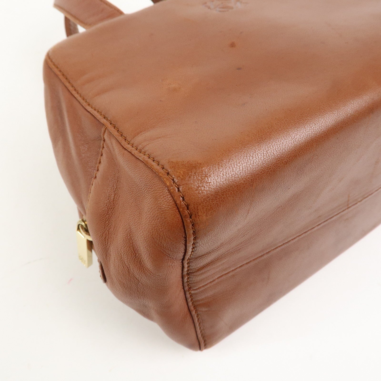 LOEWE Anagram Logo Leather Hand Bag Boston Bag Brown