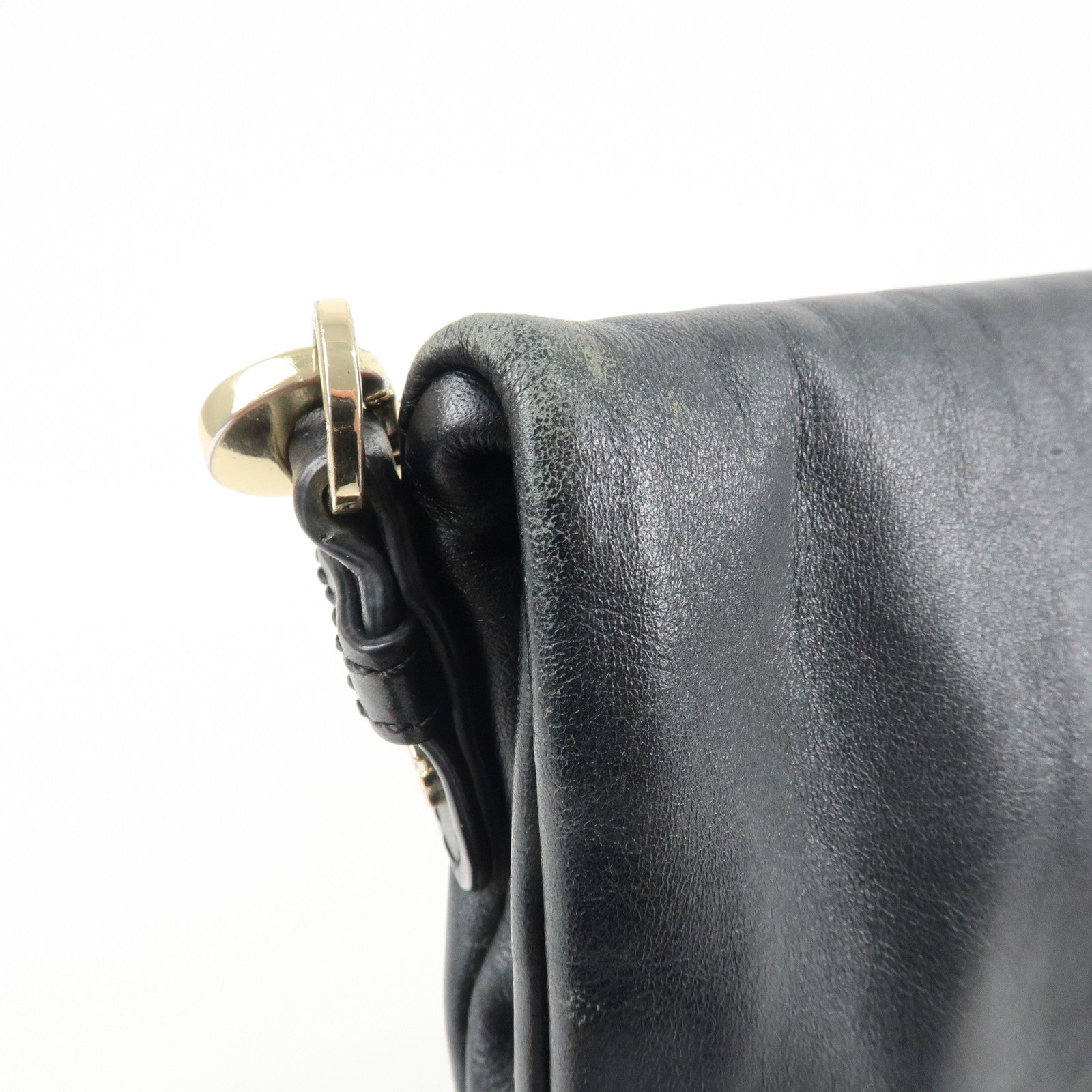 Tory Burch Leather 2Way Bag Shoulder Bag Black Gold HDW Used