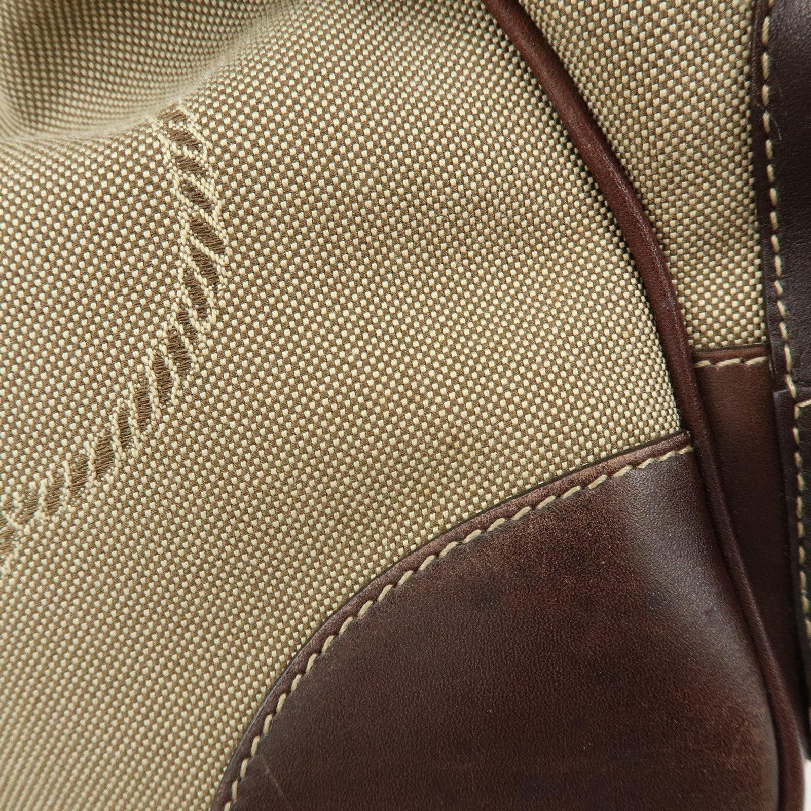 PRADA Logo Jacquard Canvas Embossed Leather Shoulder Bag BR3433