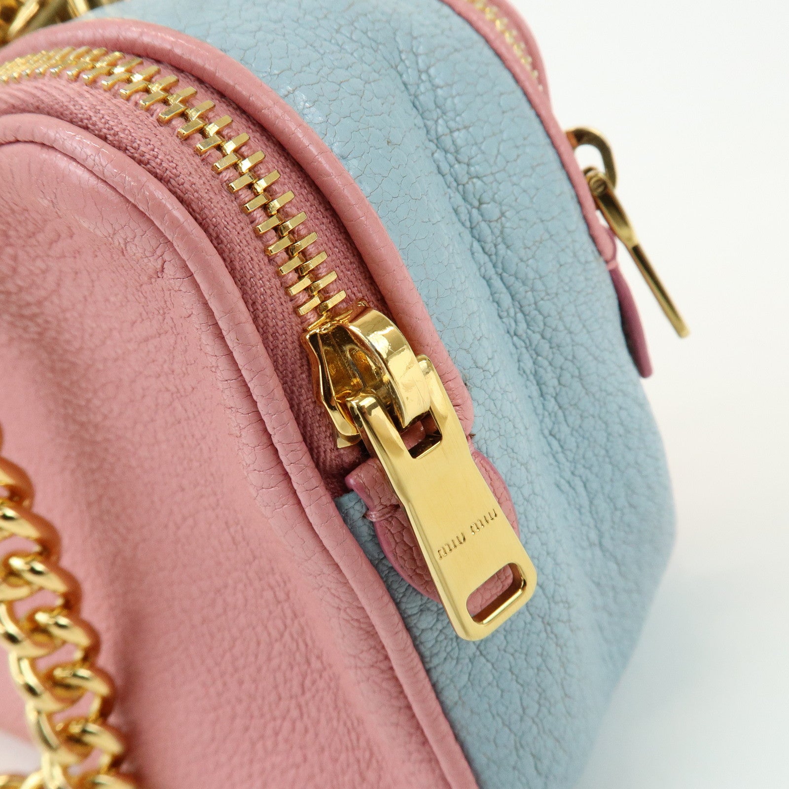 MIU MIU Camera Bag Chain Shoulder Bag Pink Light Blue