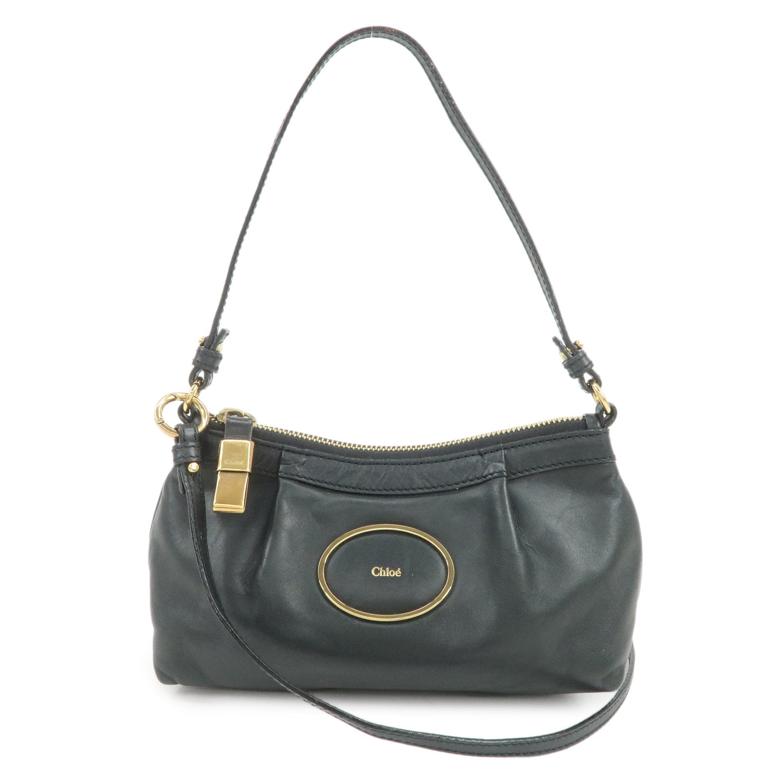 Chloe Victoria Leather 2Way Bag Hand Bag Shoulder Bag Black