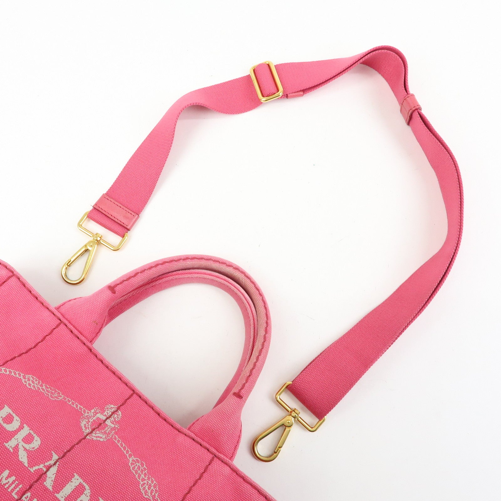 PRADA Canapa Mini Canvas 2Way Bag Hand Bag Shoulder Bag Pink 1BG439
