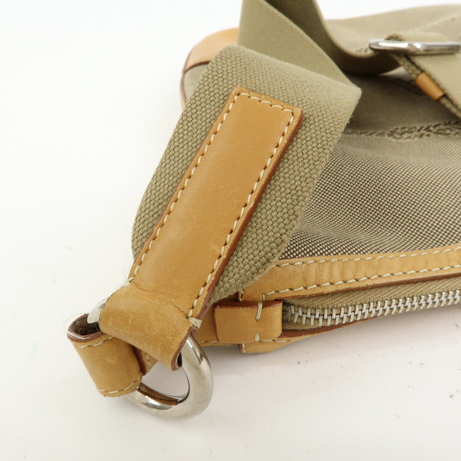 PRADA Logo Jacquard Leather Shoulder Bag Crossbody Bag Camel BT0533