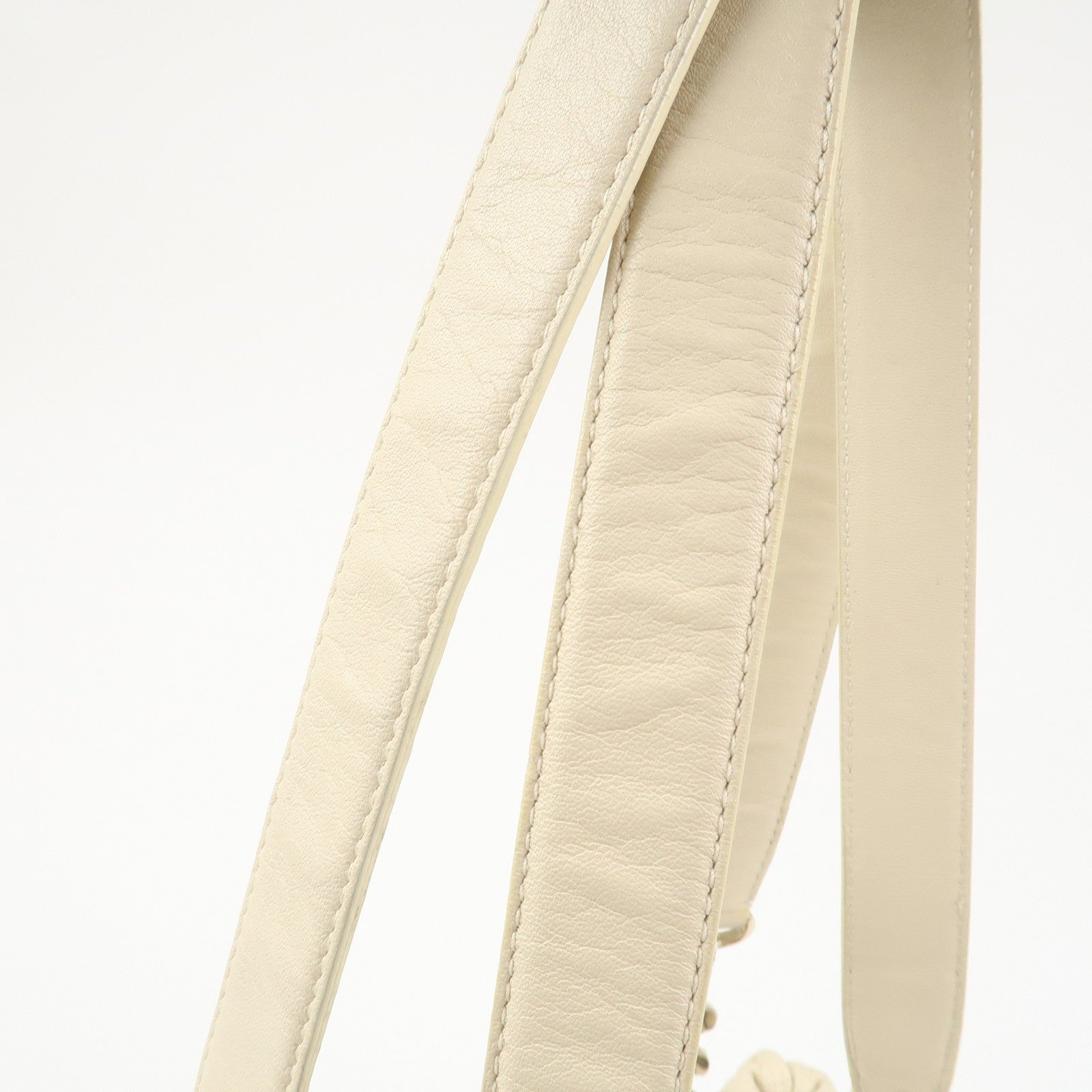 BVLGARI Monete Leather 2Way Bag Shoulder Bag Hand Bag Ivory