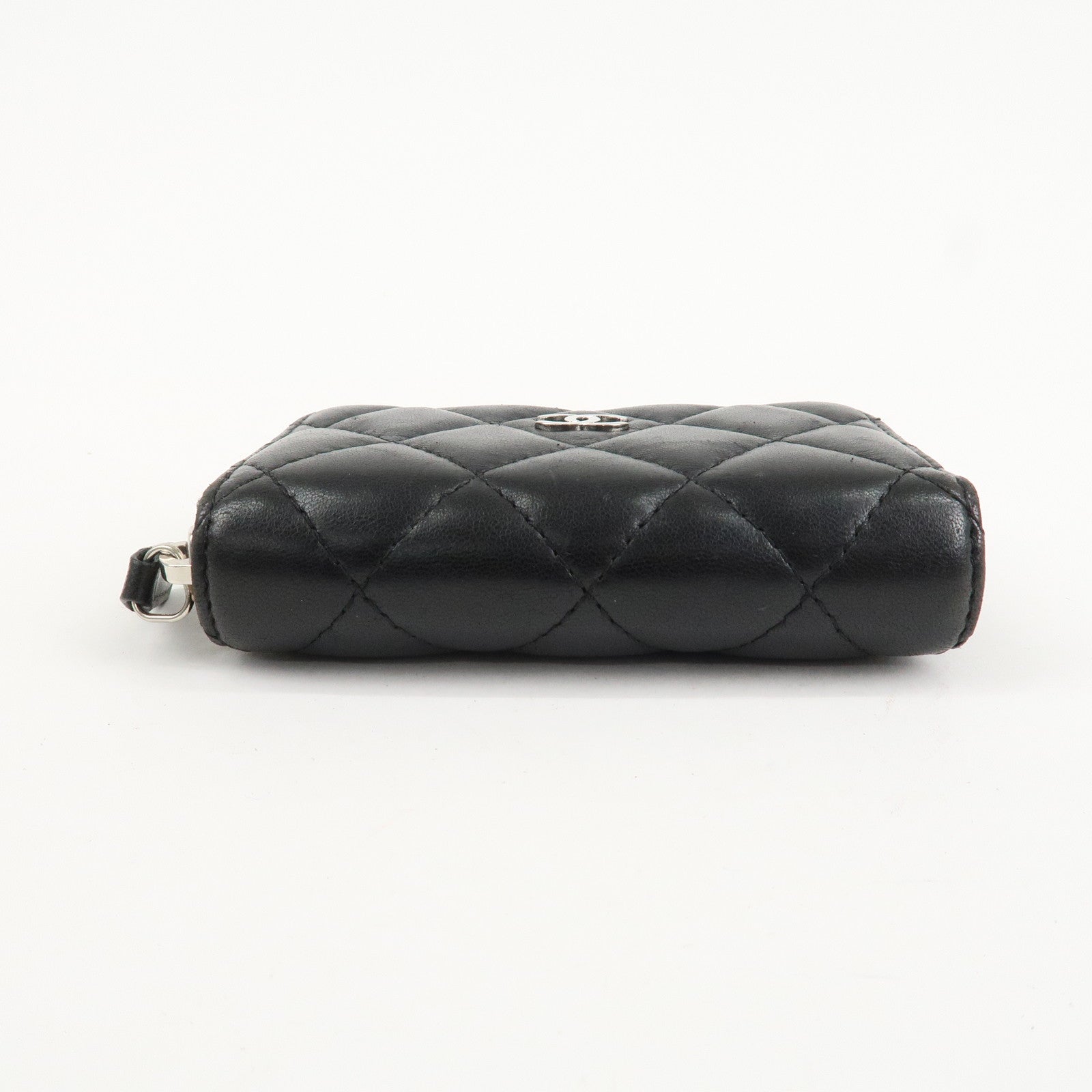 CHANEL Matelasse Lamb Skin Classic Zippy Coin Case Black AP0216 Used