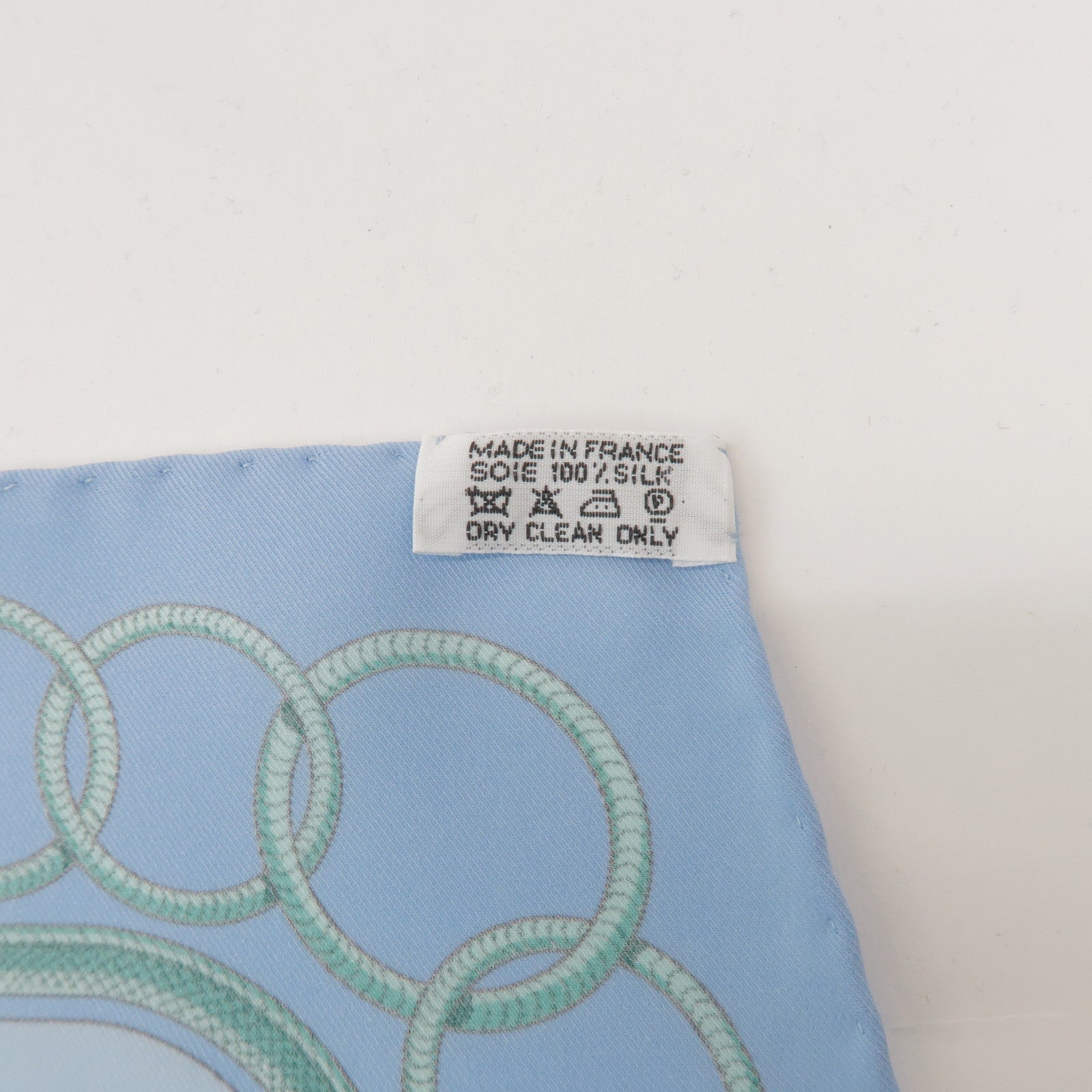 HERMES Carre 70 Silk 100% Scarf Epaulette Light Blue Light Green