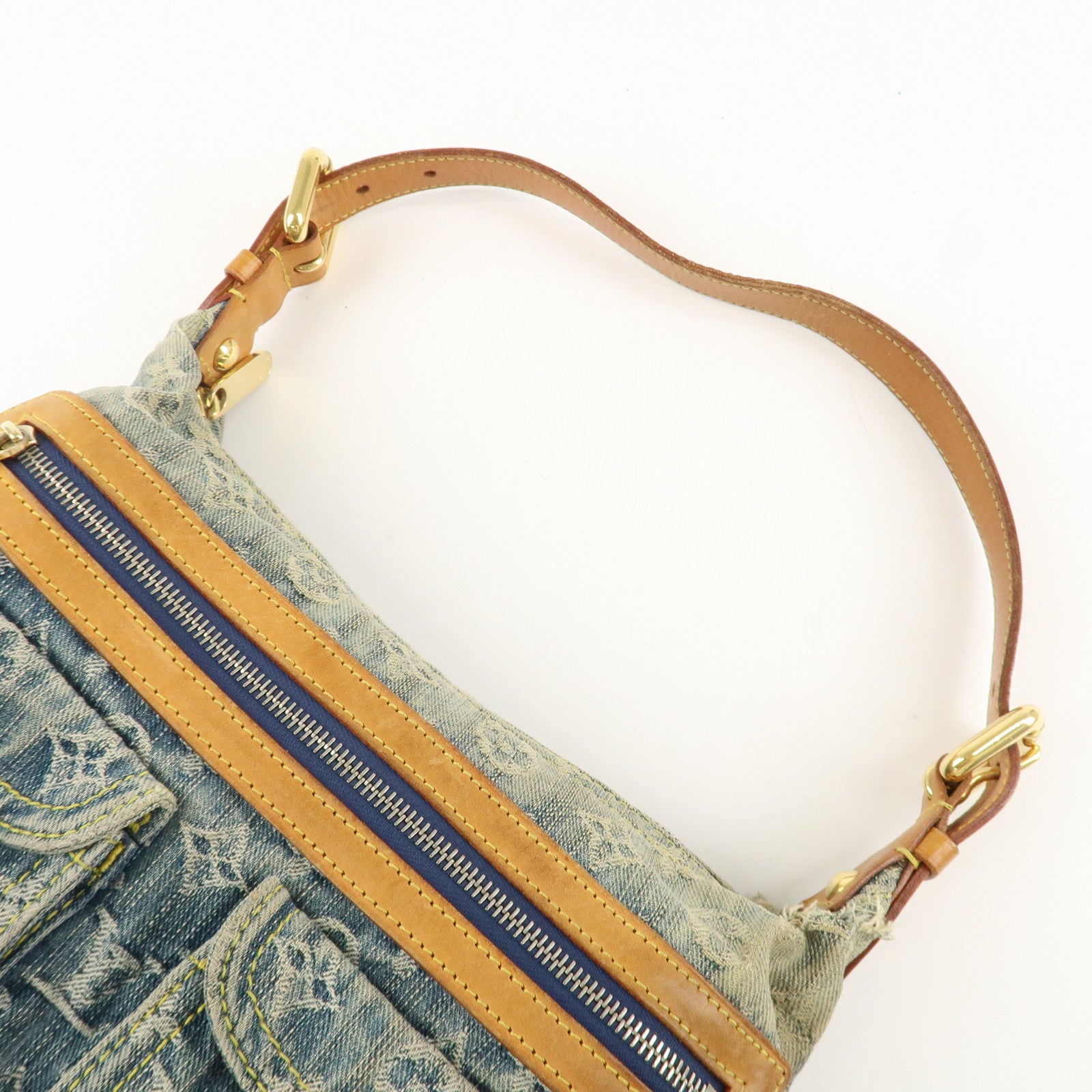 Louis Vuitton Monogram Denim Baggy PM 2Way Shoulder Bag Blue M95049 Used