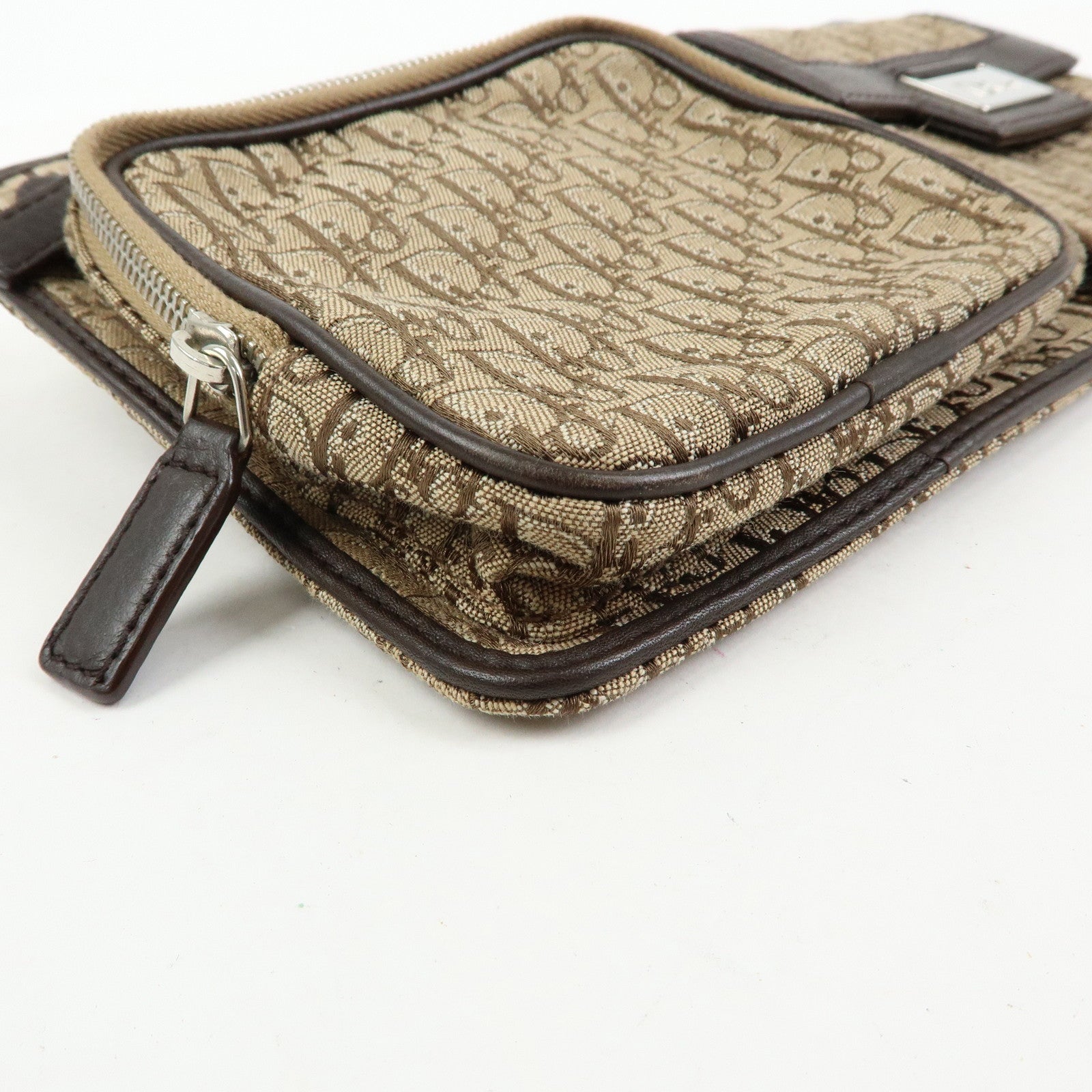 Christian Dior Trotter Street Chic Canvas Leather Waist Bag Brown